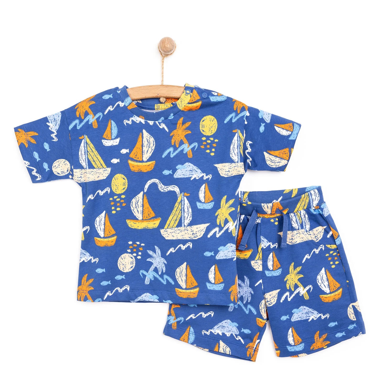 HelloBaby Little Sailor Boy Tshirt - Short - Indigo - ebebek - Black Friday