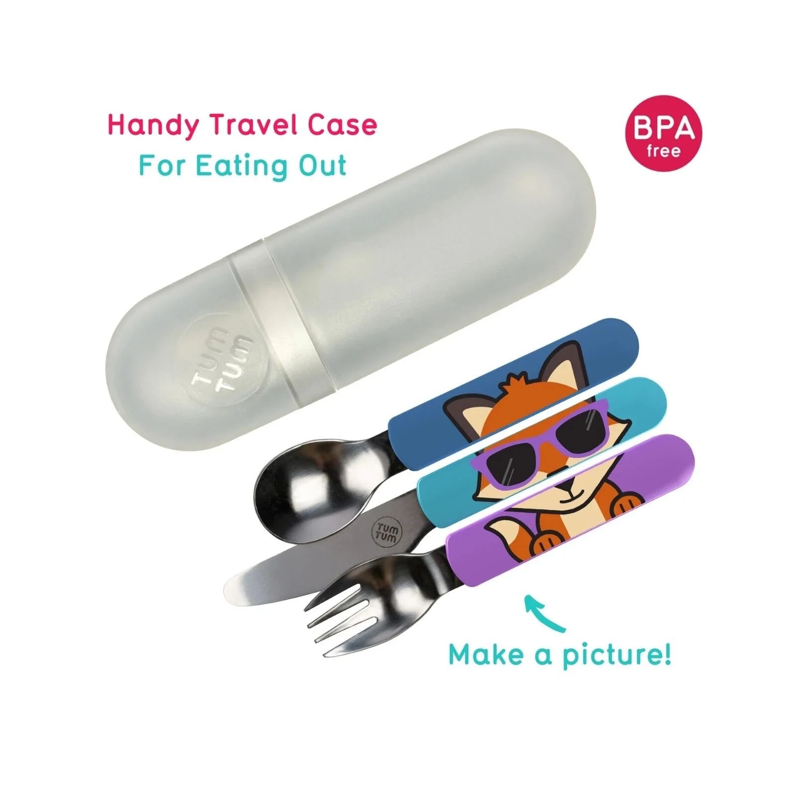 TUM TUM Travel Cutlery Set with Case - Felicity Fox - ebebek - Black Friday
