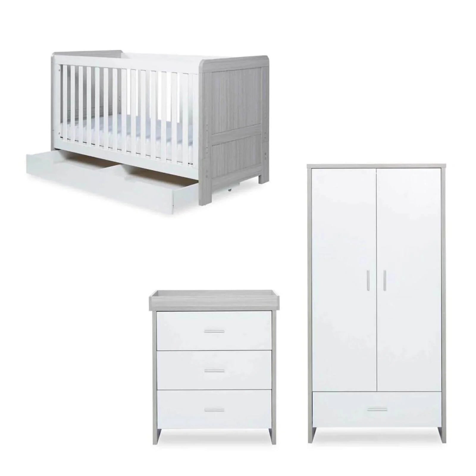Ickle Bubba Pembrey Furniture Set Under Drawer Ash Grey & White 3 pcs - Premium Pocket Sprung Mattress - ebebek - Black Friday
