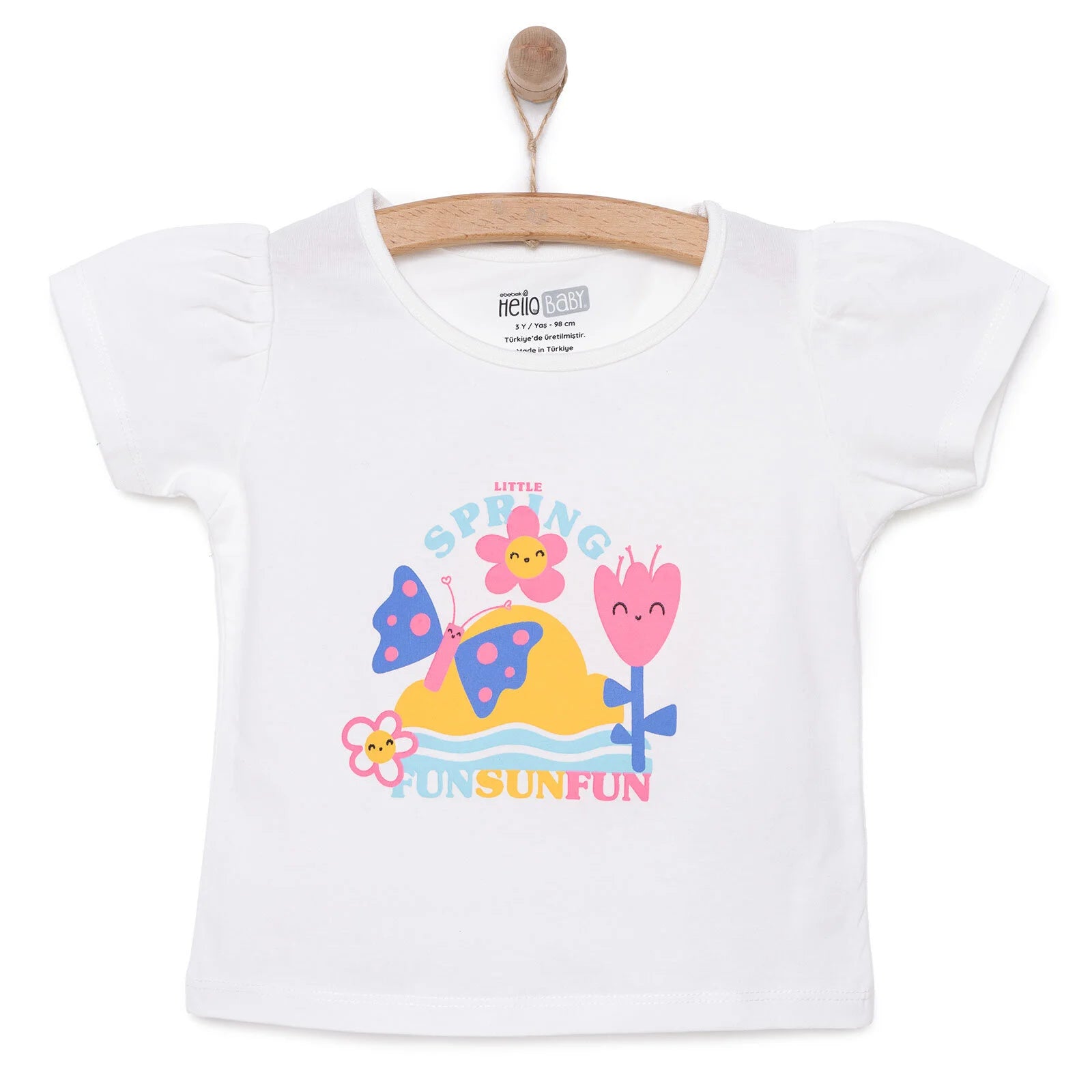 HelloBaby Baby Girl Short Sleeve T-shirt - Ecru - ebebek - Black Friday