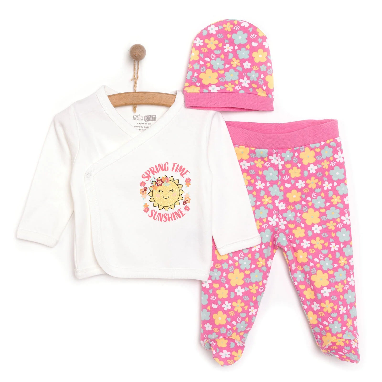 HelloBaby Wrapover Top - Hat - Footed Bottom - Dark Pink - ebebek - Black Friday