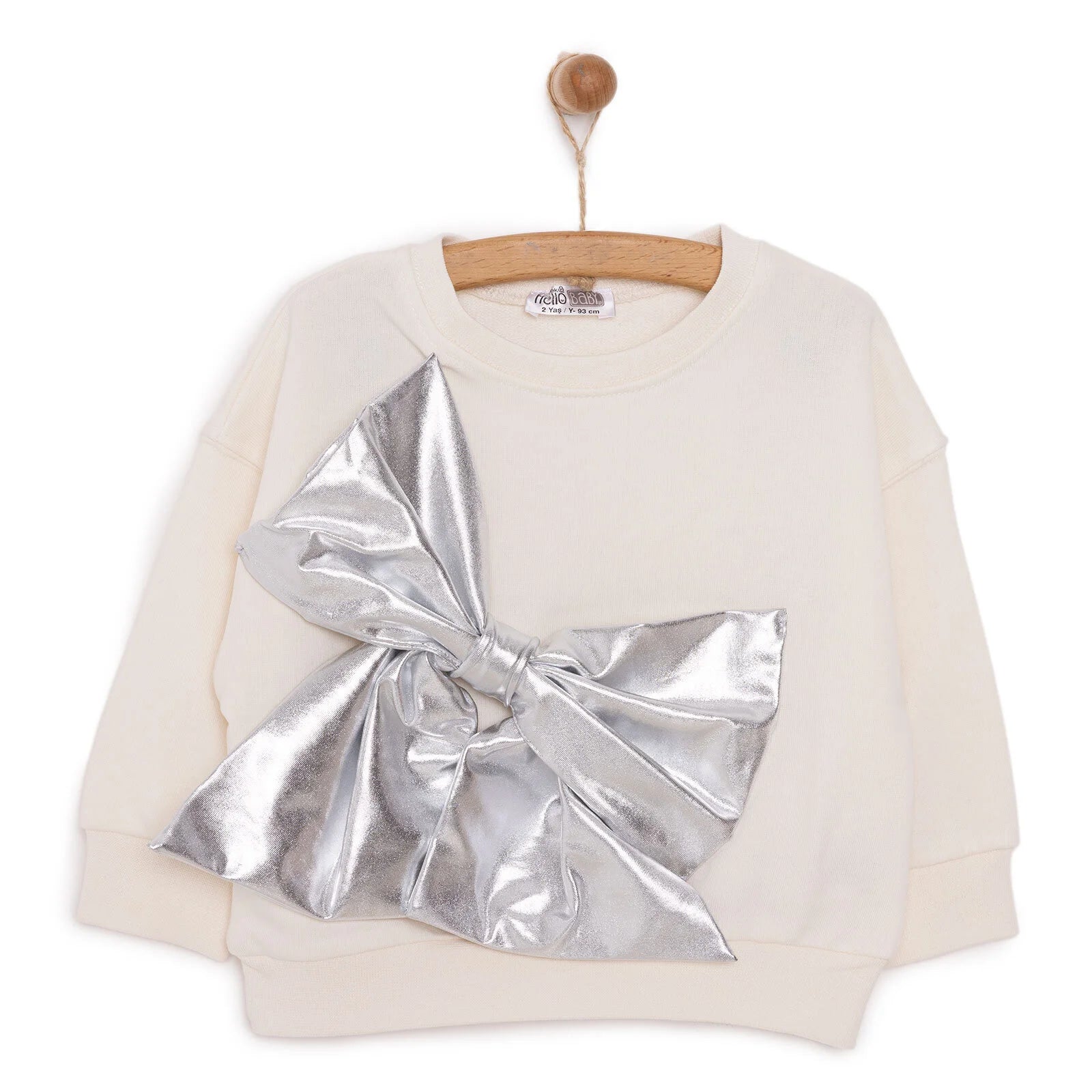 HelloBaby Metallic Girl Sweatshirt - Ecru - ebebek - Black Friday