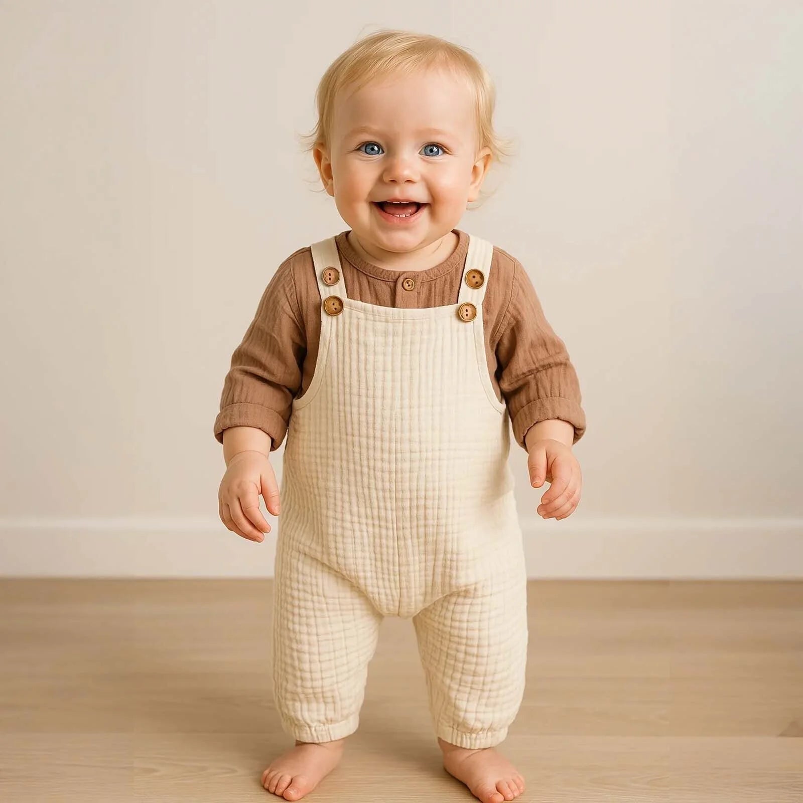 HelloBaby Newborn Muslin Overalls - Sweatshirt - Beige - ebebek - Black Friday