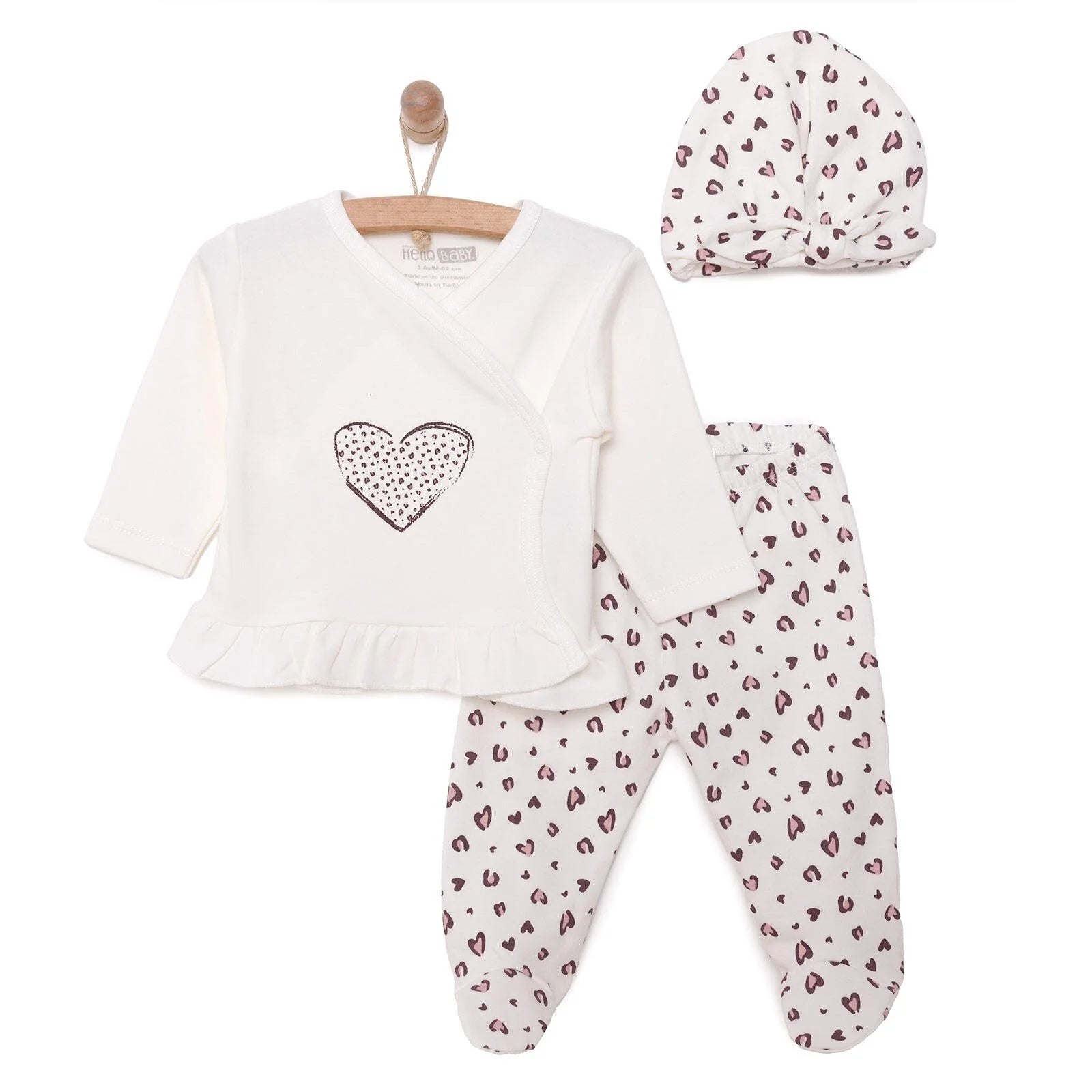 HelloBaby Body - Hat - Footed Jumpsuit - Ecru - ebebek - Black Friday