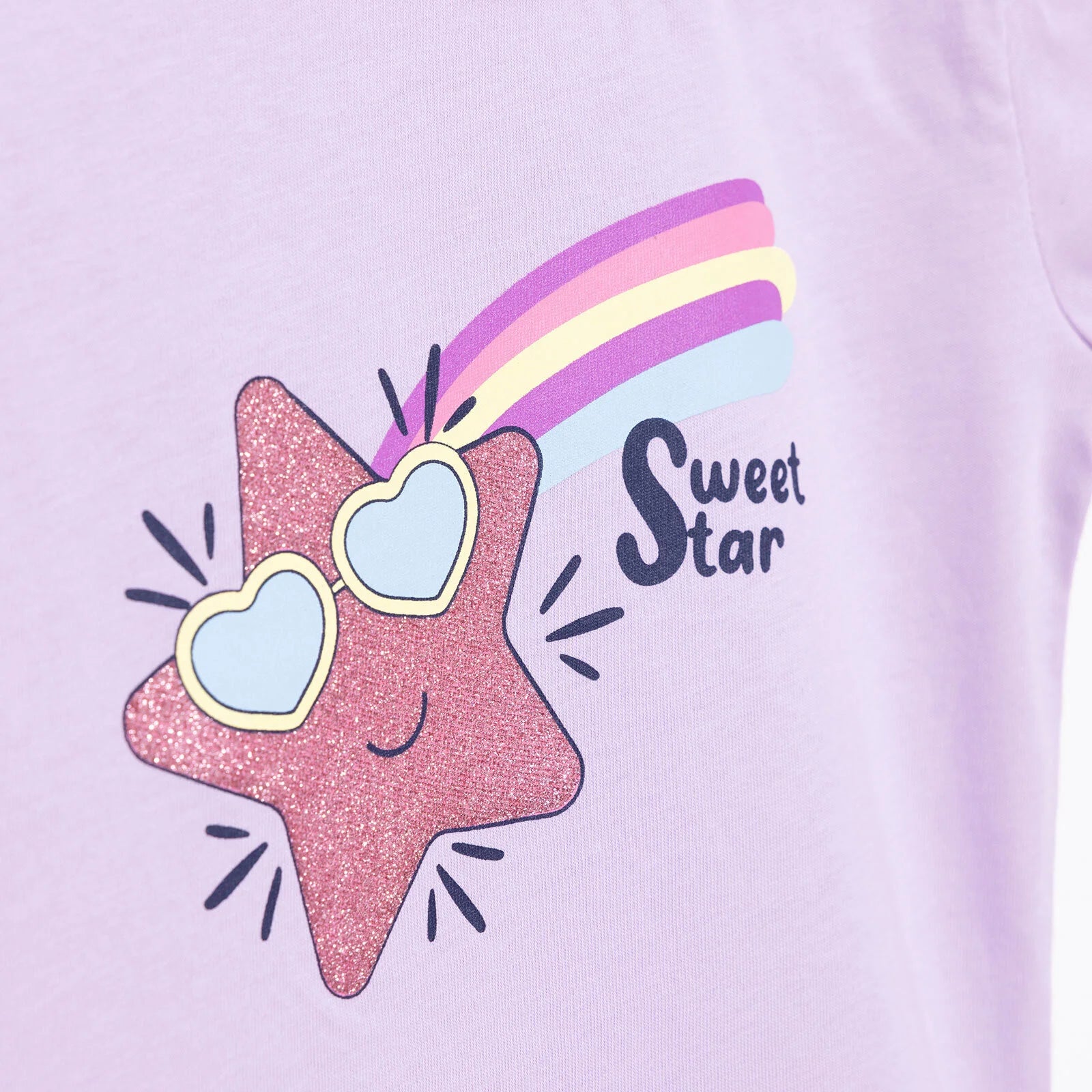 HelloBaby Basic Girl Falling Star Printed Tshirt - Purple - ebebek - Black Friday