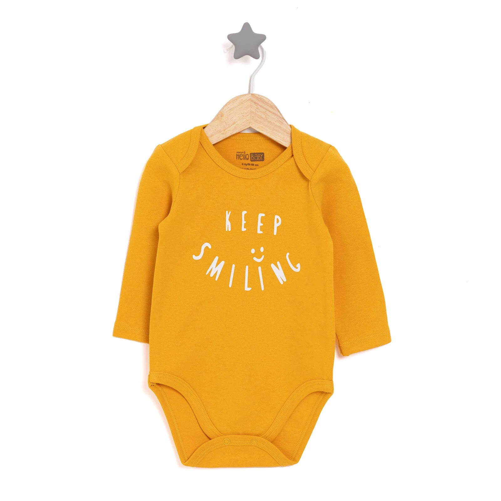 HelloBaby Boy Long Sleeve Bodysuit - Mustard - ebebek - Black Friday