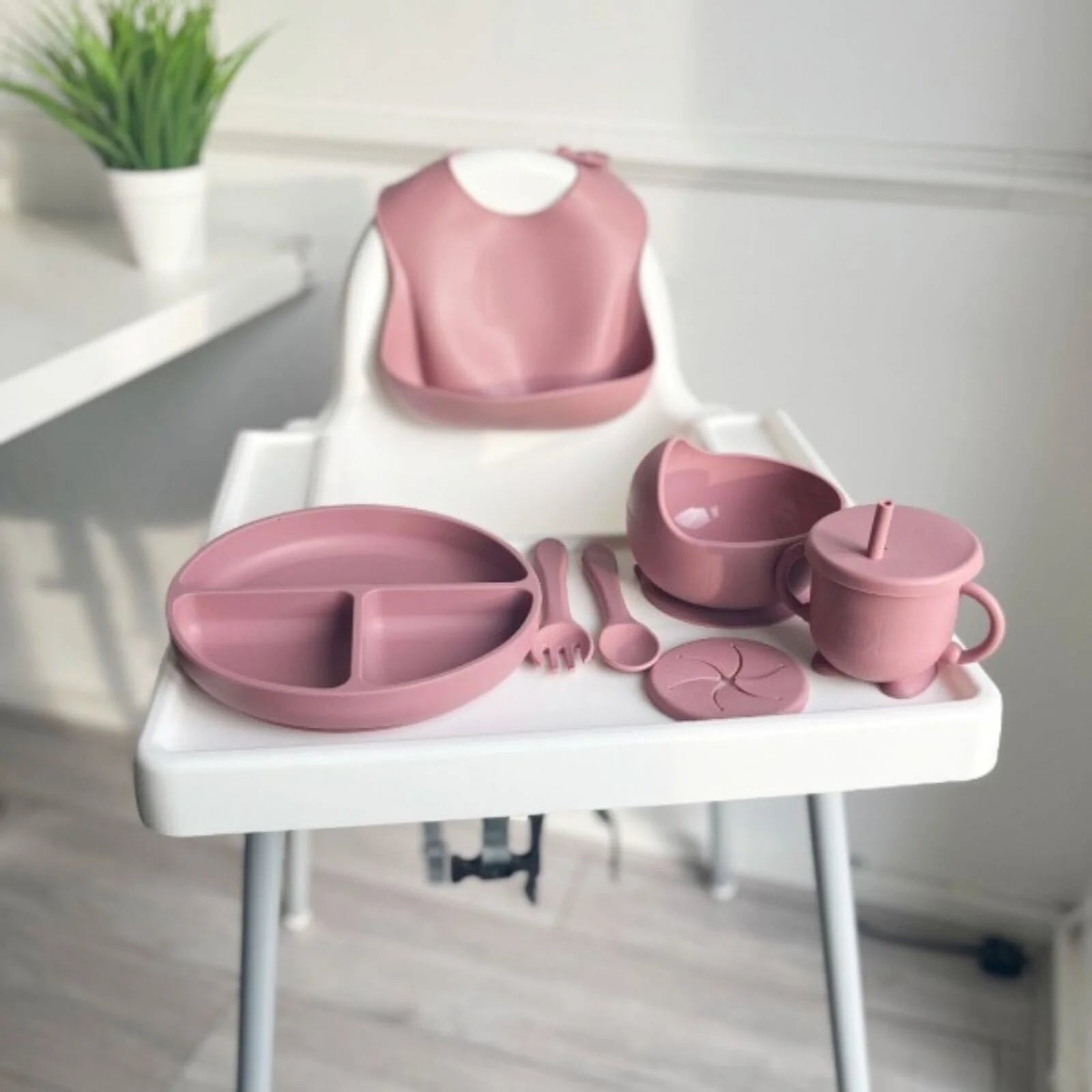 BLW Essentials Silicone Feeding Set - Dusty Rose - ebebek - Black Friday