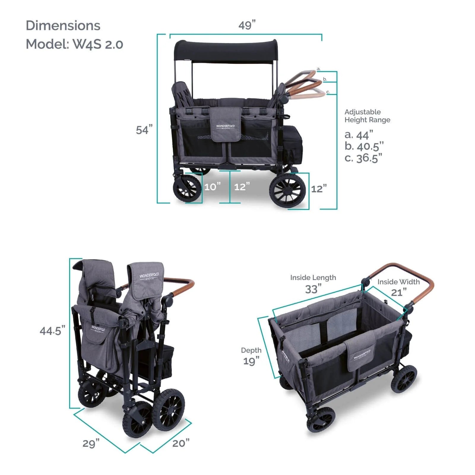 W4 Luxe Quad Stroller Wagon - Charcoal Grey - ebebek - Black Friday