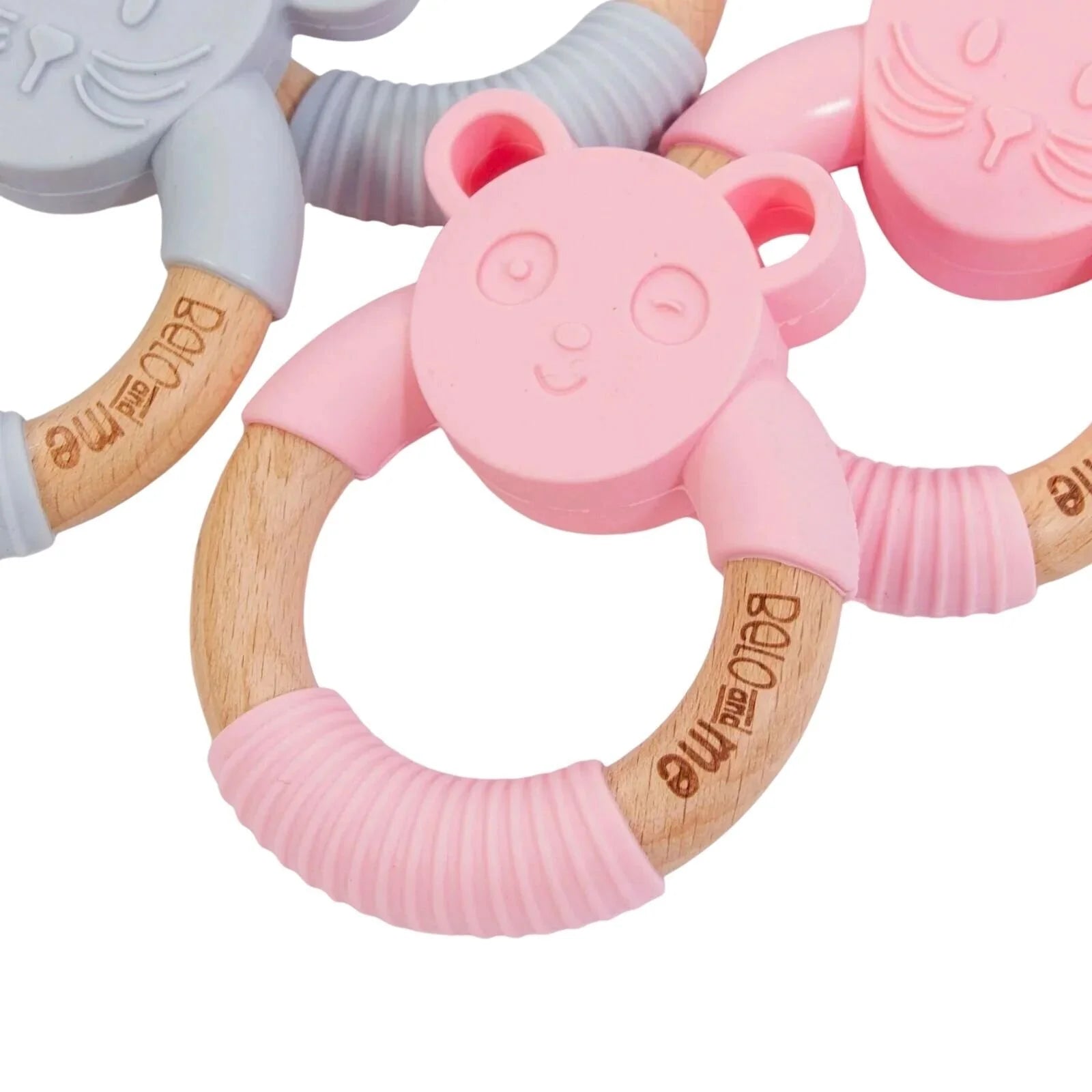 Belo&Me Monty Mouse Animal Wood Teether 3+ months - Pink - ebebek - Black Friday