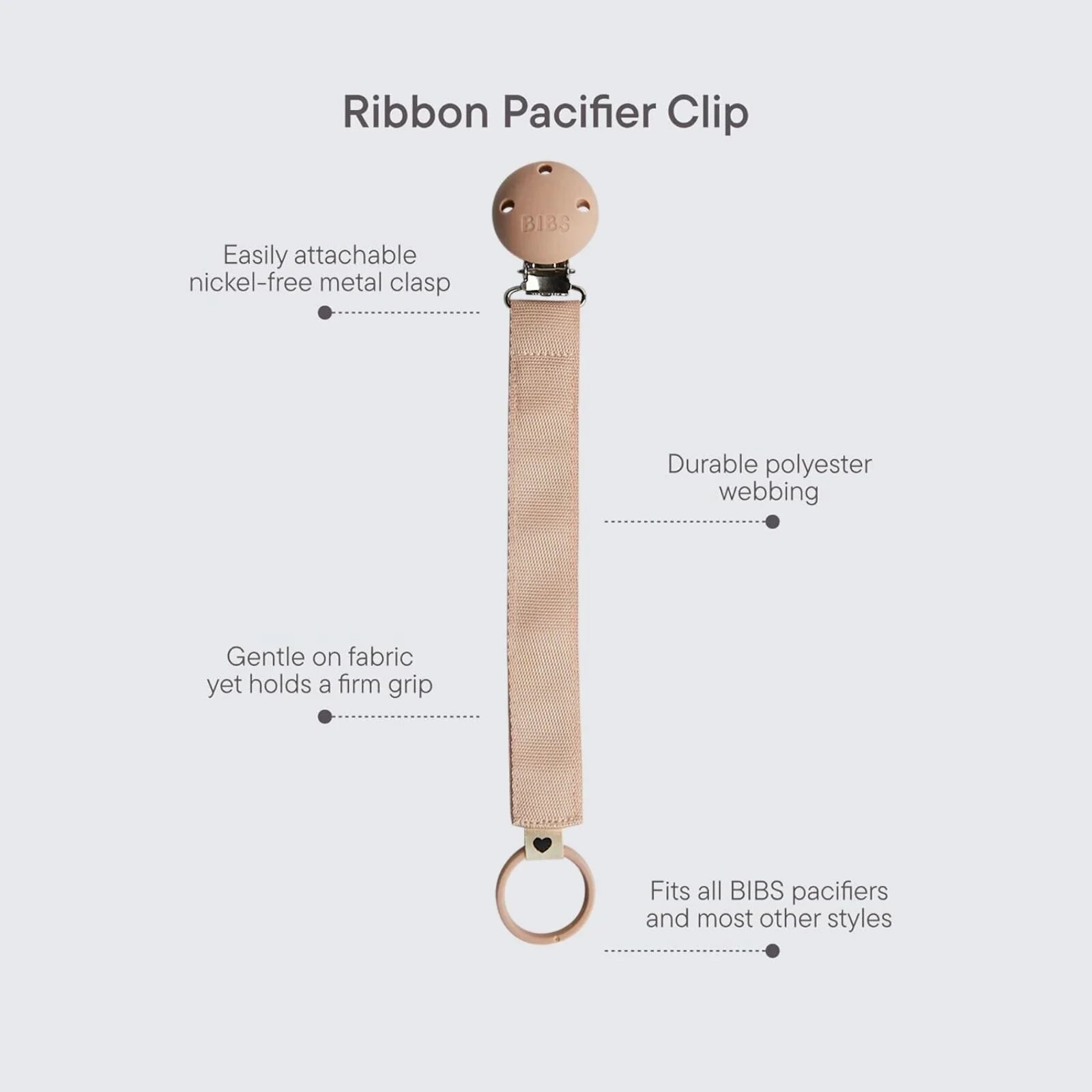 BIBS Soother Clip Ribbon - Blush - ebebek - Black Friday