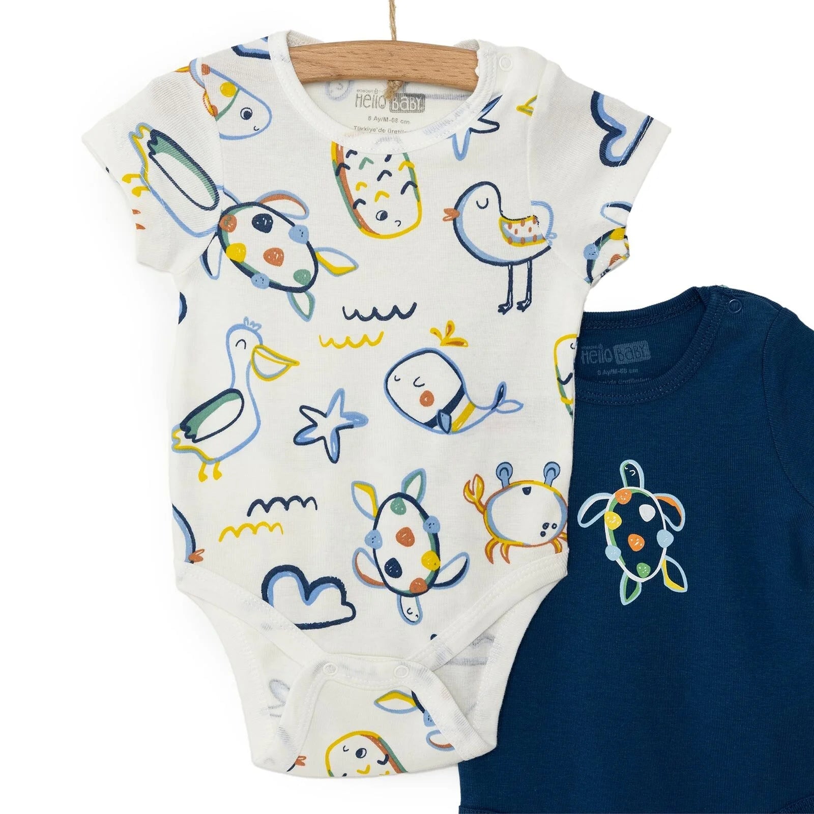 HelloBaby Baby Boy Short Sleeve Body 2 pcs - Navy Blue - ebebek - Black Friday