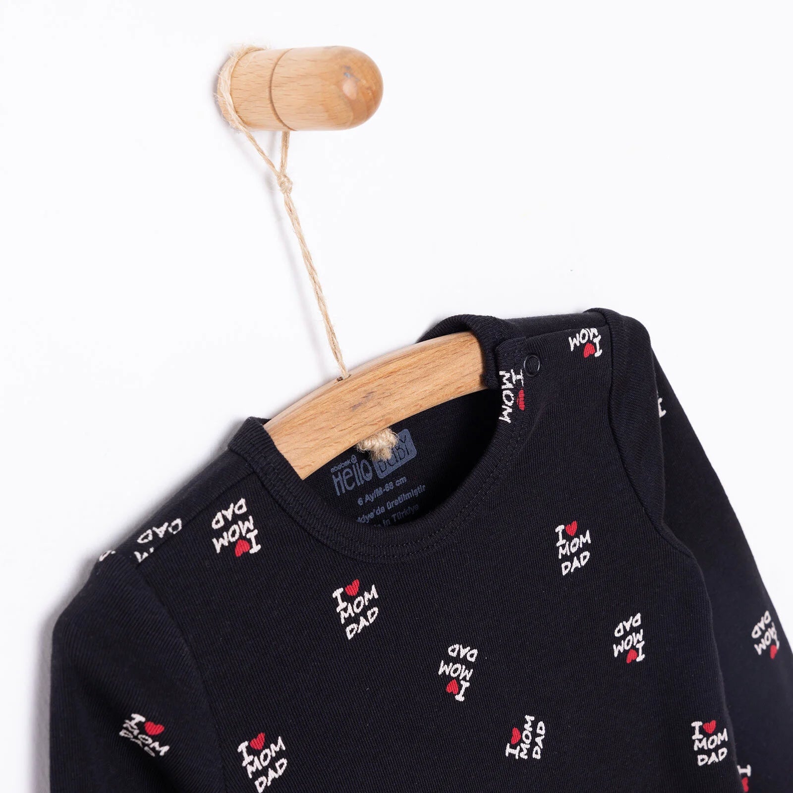 HelloBaby Unisex Long Sleeve Bodysuit - Black - ebebek - Black Friday