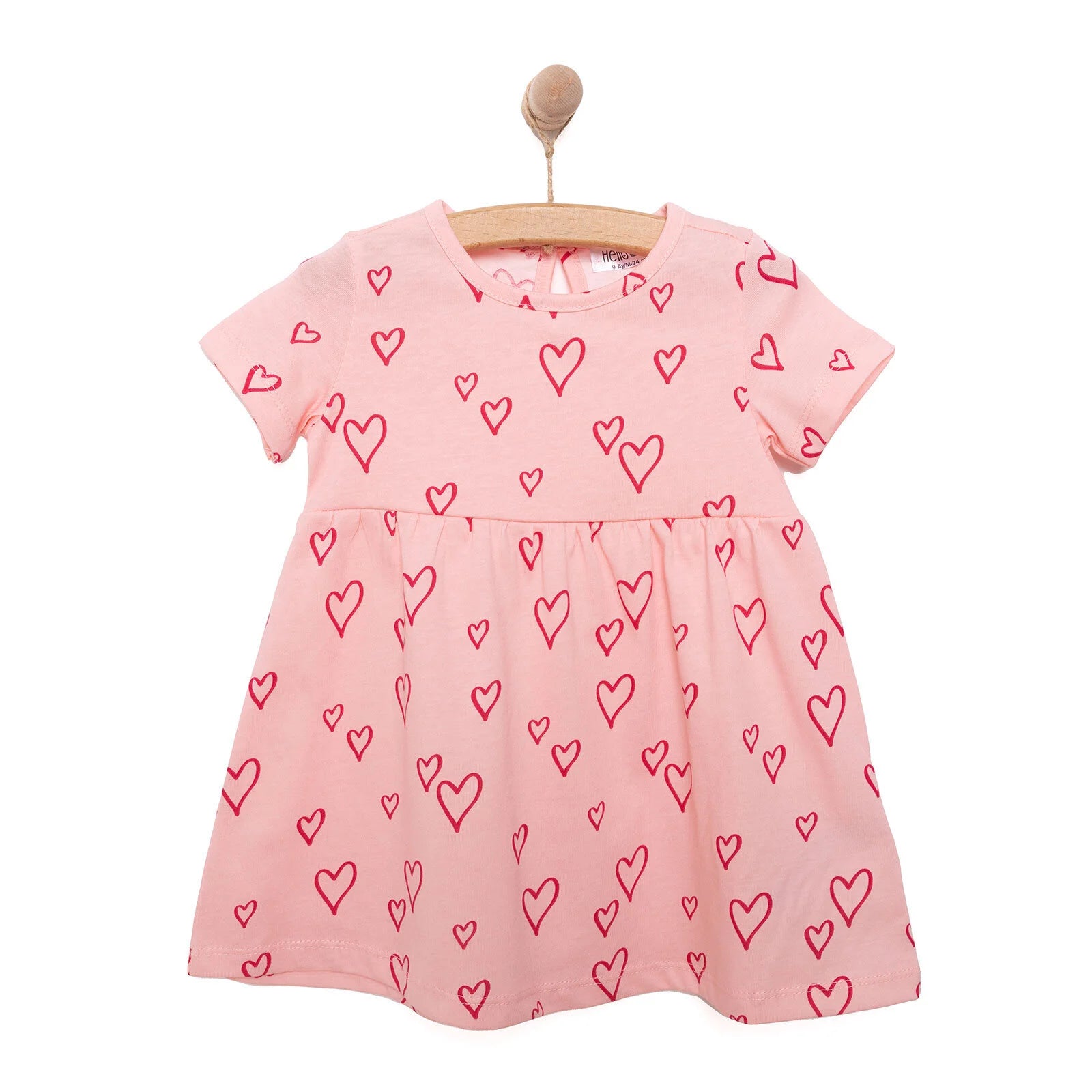 HelloBaby Basic Girl Heart Patterned Dress - Light Pink - ebebek - Black Friday