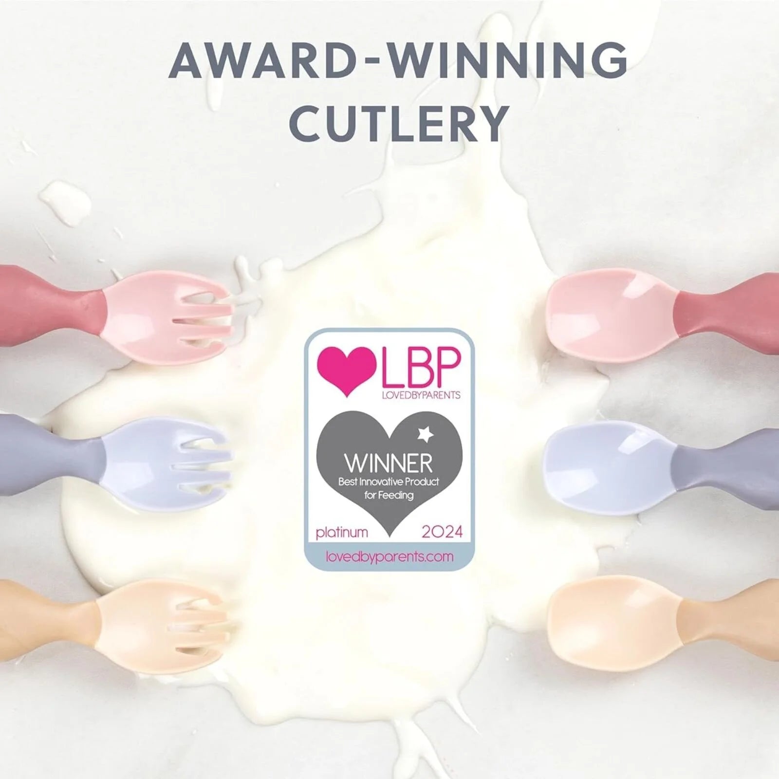 Bibado Handi Cutlery Attachable Weaning Cutlery Set 6+ months Pack of 2 - Blush - ebebek - Black Friday