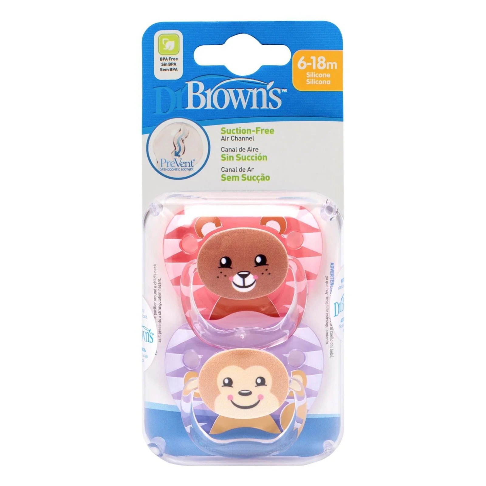 Dr. Brown's Prevent Soothers Animal Faces 6 - 18 months Assorted - Pink - ebebek - Black Friday