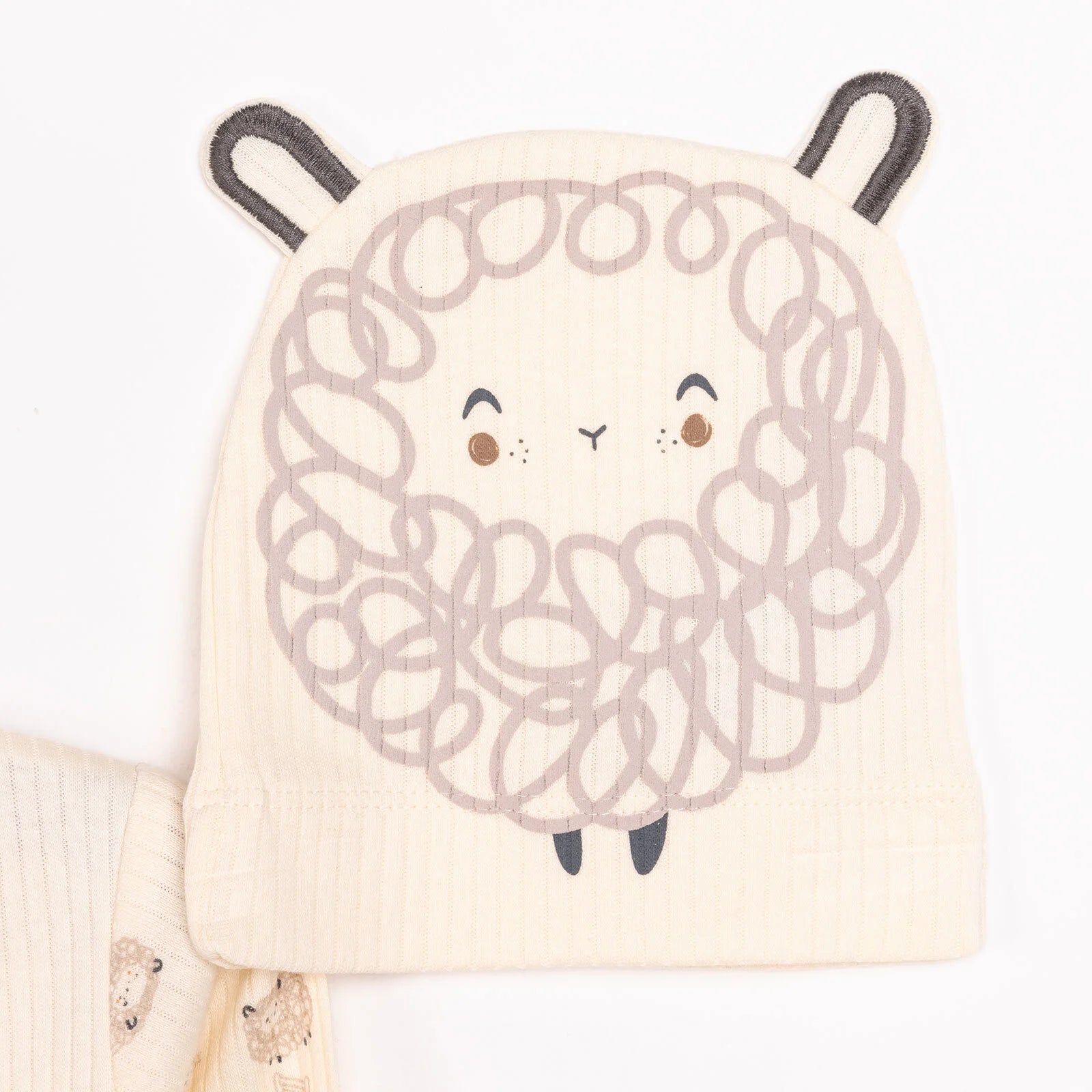 Bebetto Newborn Baby Girl Top - Footed Jumpsuit - Hat - Ecru - ebebek - Black Friday