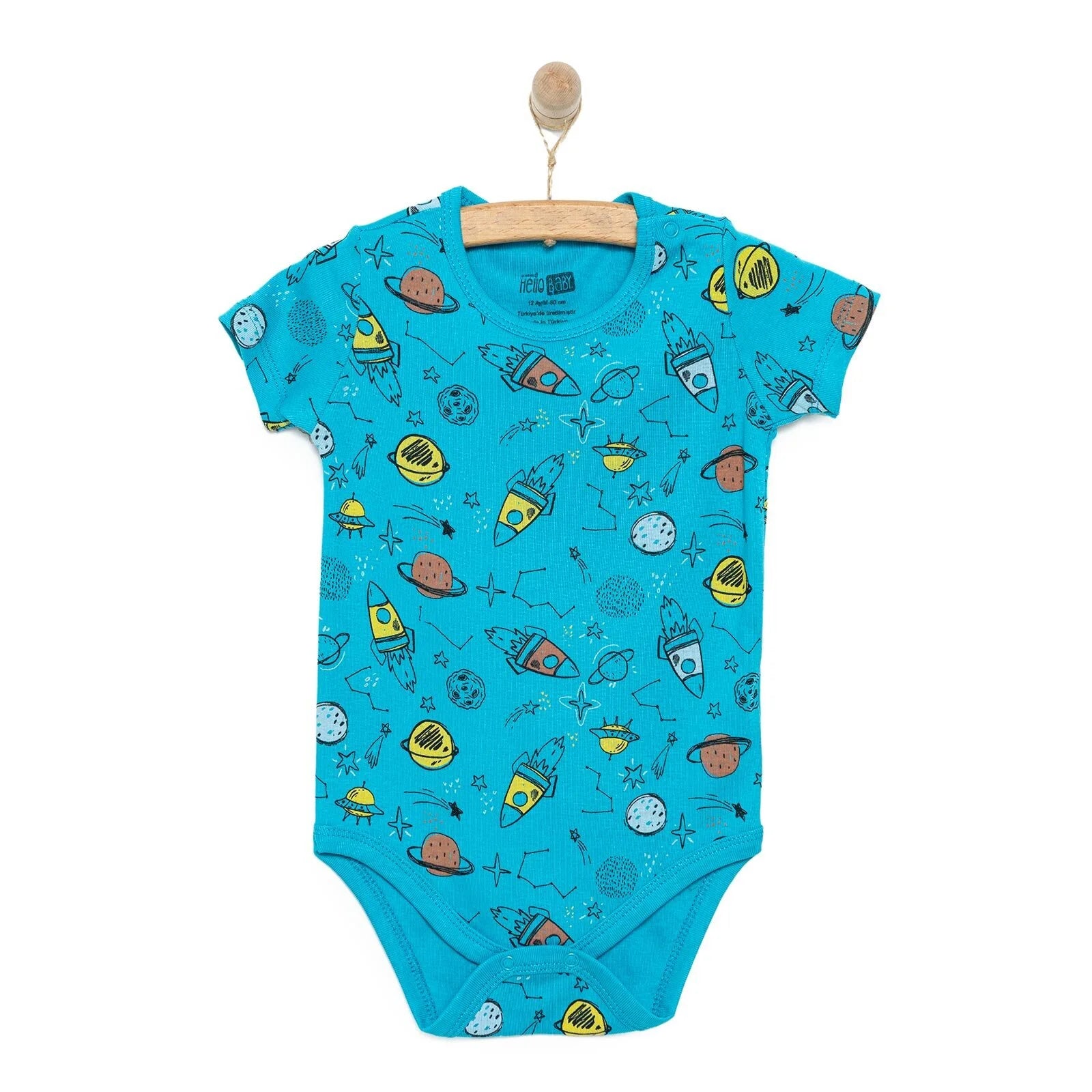 HelloBaby Boy Short Sleeve Bodysuit - Petrol Green - ebebek - Black Friday