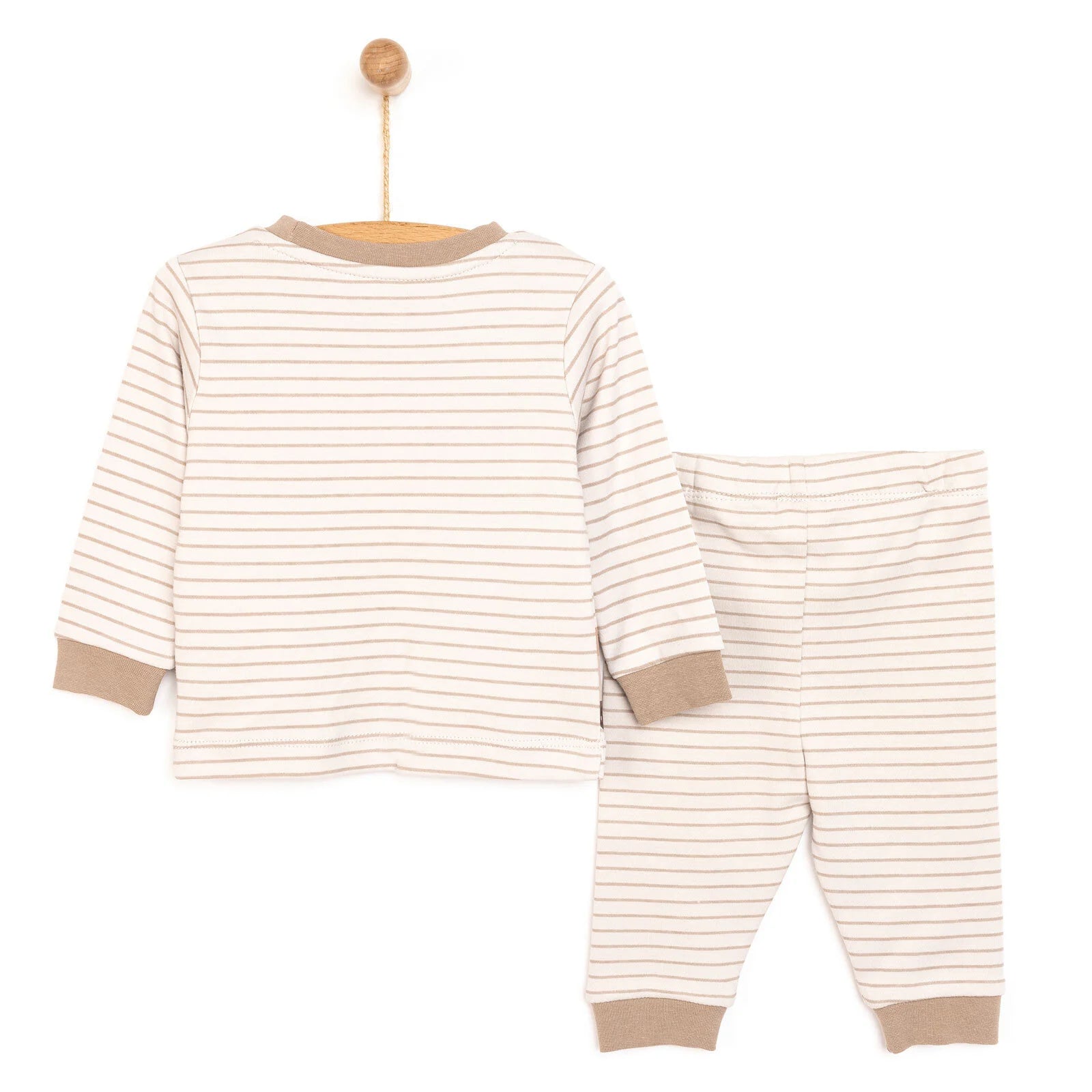 HelloBaby Boy Long Sleeve Pyjamas Set - Beige - ebebek - Black Friday