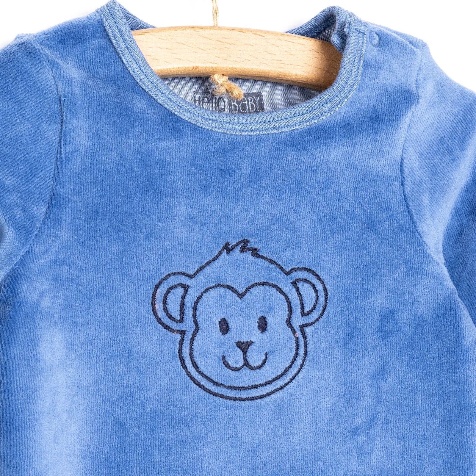 HelloBaby Newborn Boy Embroidered Velvet Jumpsuit - Blue - ebebek - Black Friday