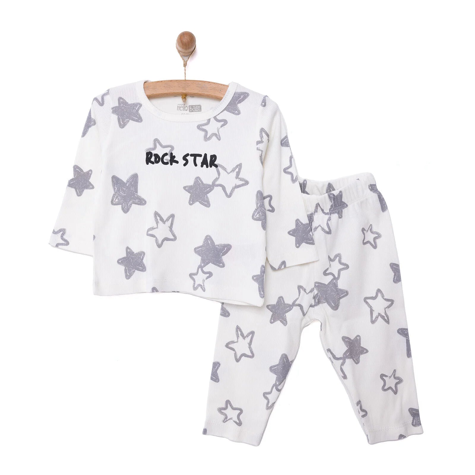 HelloBaby Boy Long Sleeve Pyjamas Set - Ecru - ebebek - Black Friday