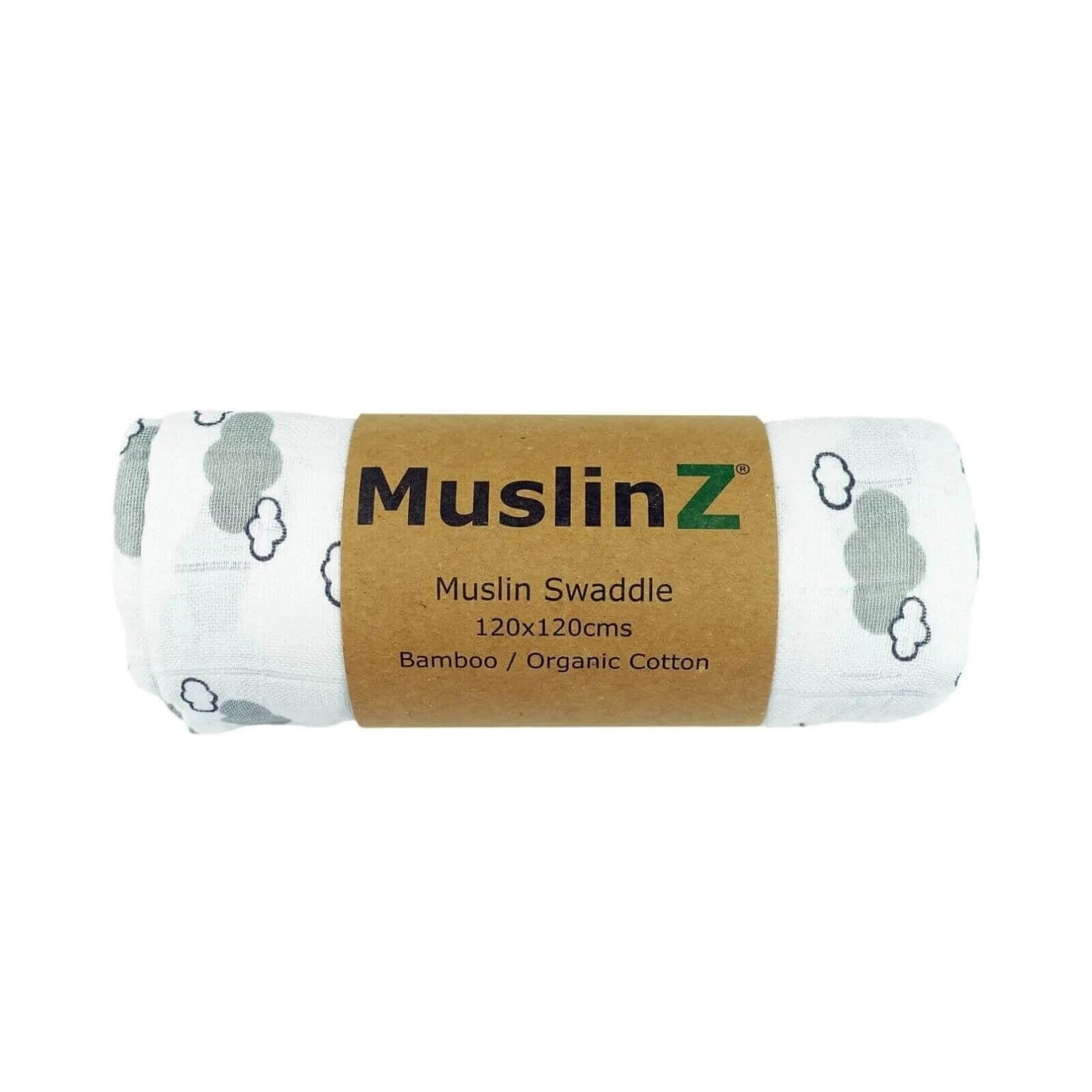 MuslinZ Bamboo/Organic Cotton Muslin Swaddle 120x120cm - Grey Cloud - ebebek - Black Friday