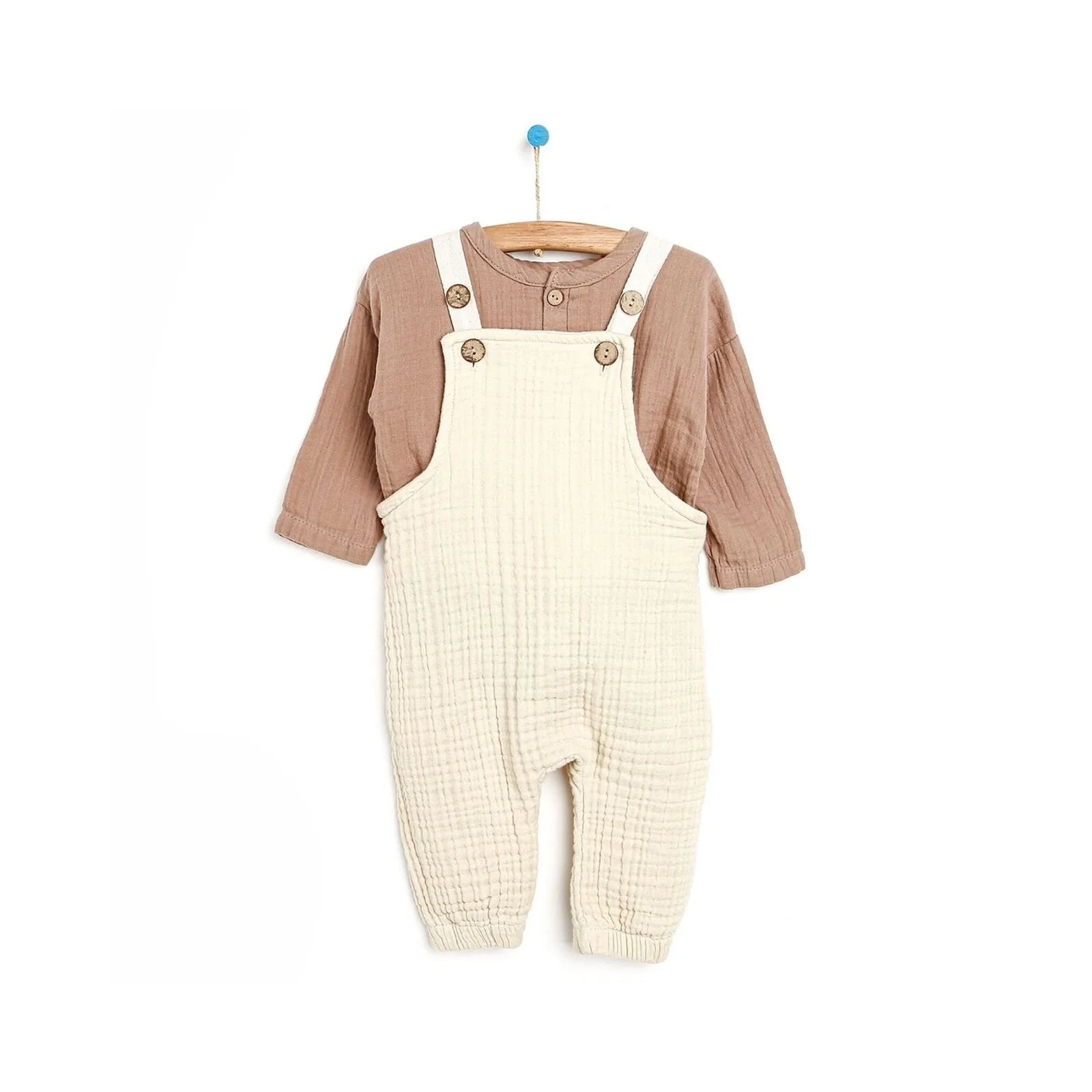 HelloBaby Newborn Muslin Overalls - Sweatshirt - Beige - ebebek - Black Friday