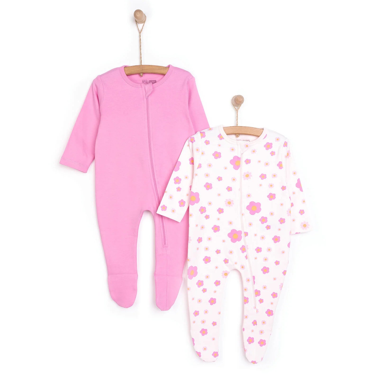 HelloBaby Newborn Girl Footed Jumpsuit - Pink - ebebek - Black Friday