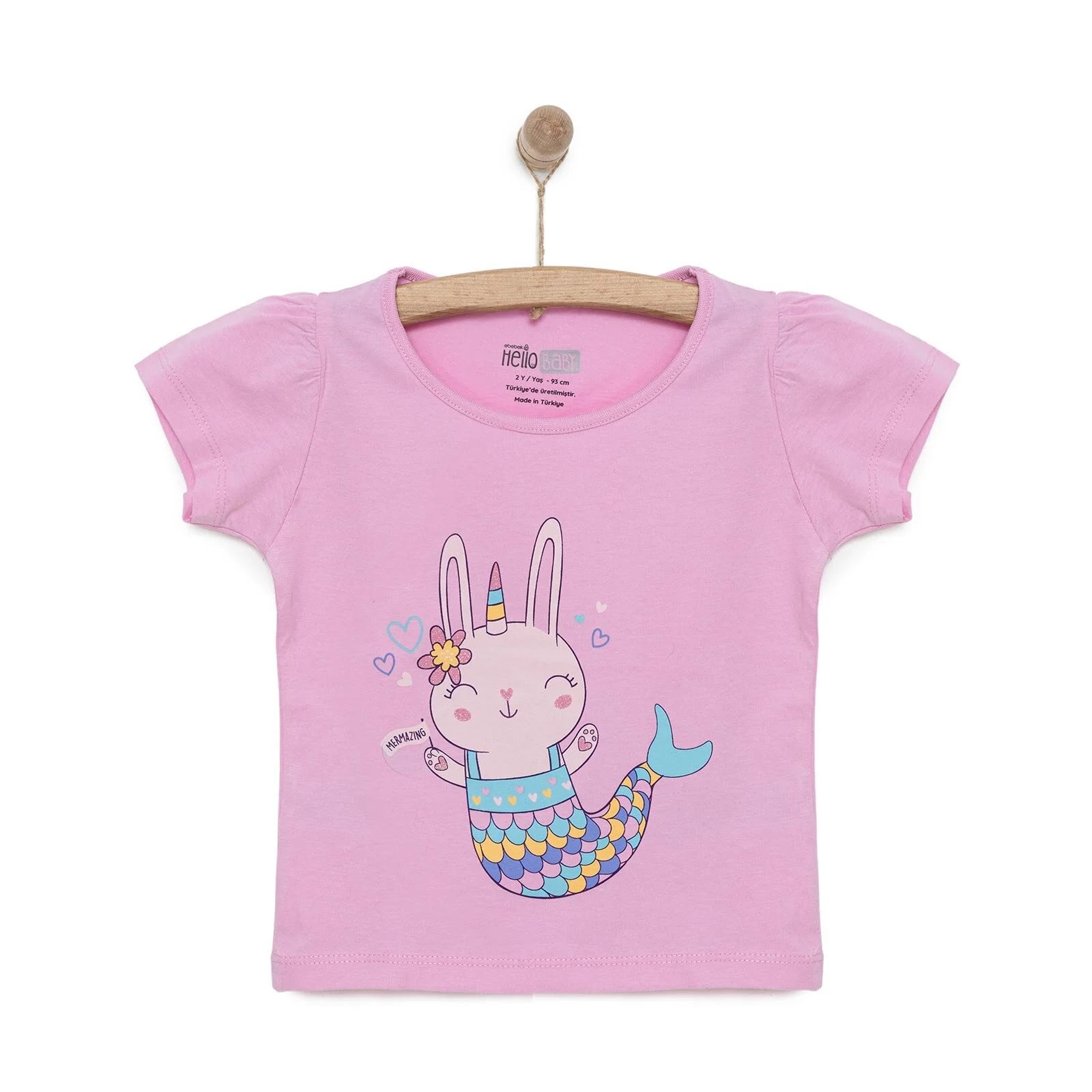 HelloBaby Basic Girl Mermaid Unicorn Printed Tshirt - Pink - ebebek - Black Friday