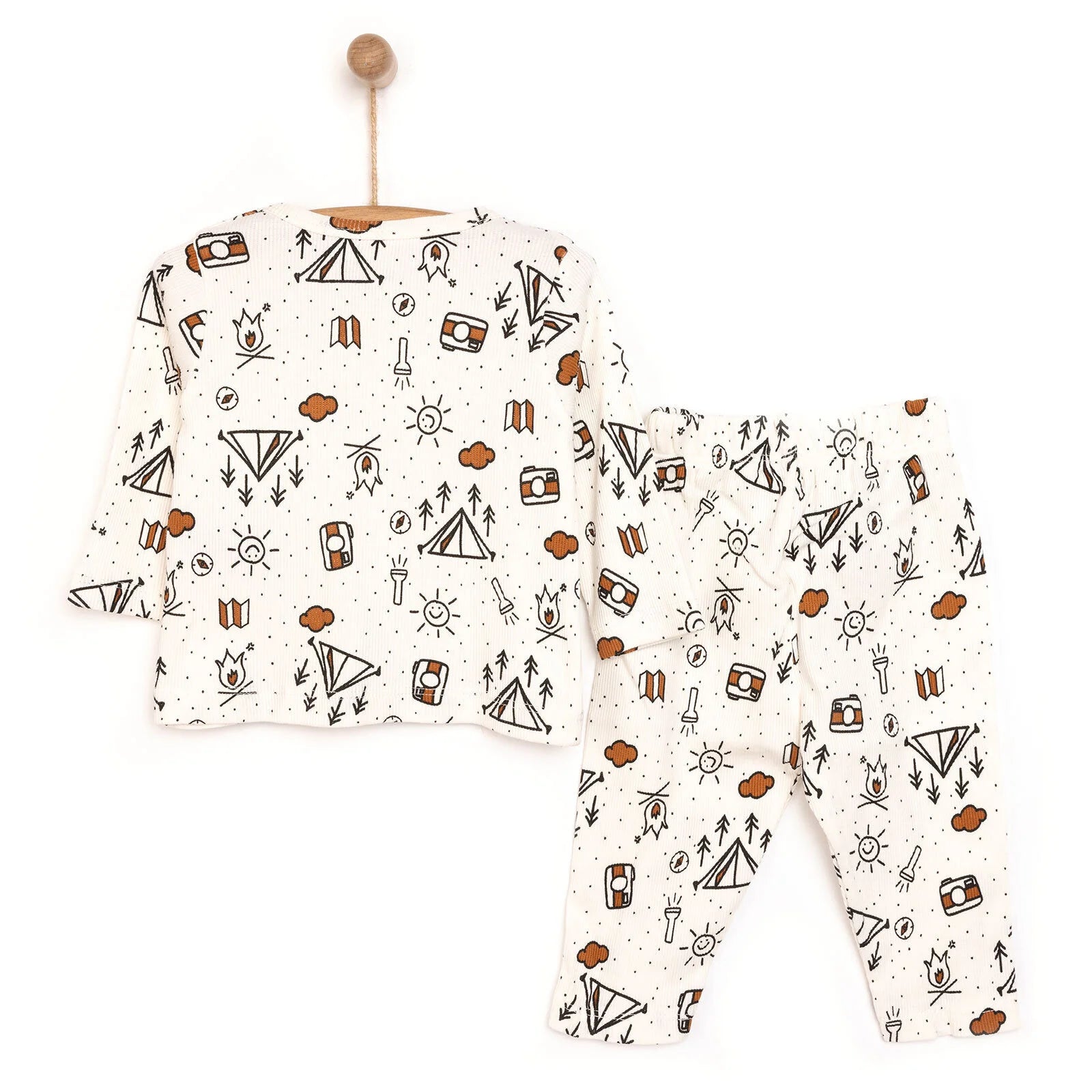 HelloBaby Baby Boy Long Sleeve Pyjamas - Ecru - ebebek - Black Friday