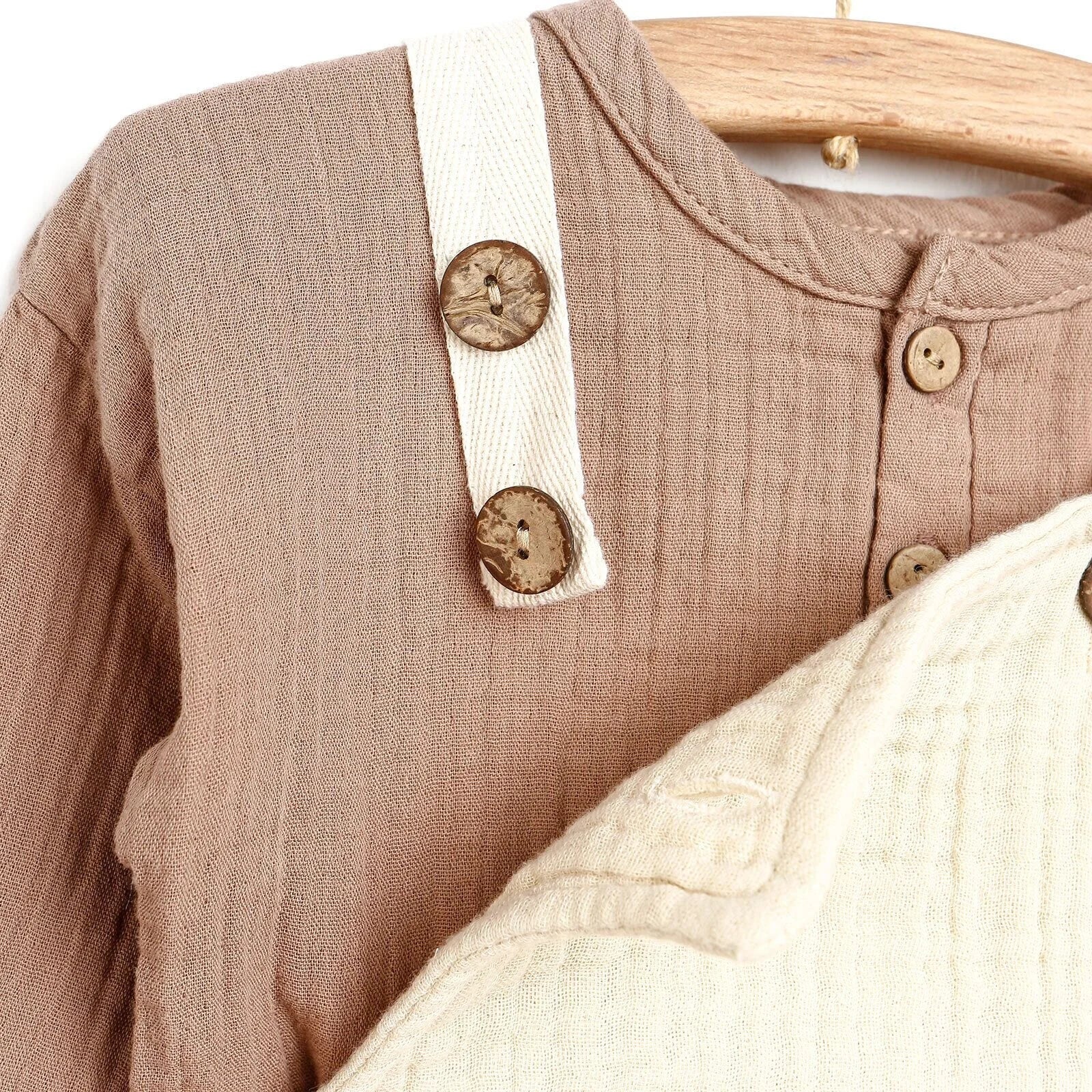 HelloBaby Newborn Muslin Overalls - Sweatshirt - Beige - ebebek - Black Friday