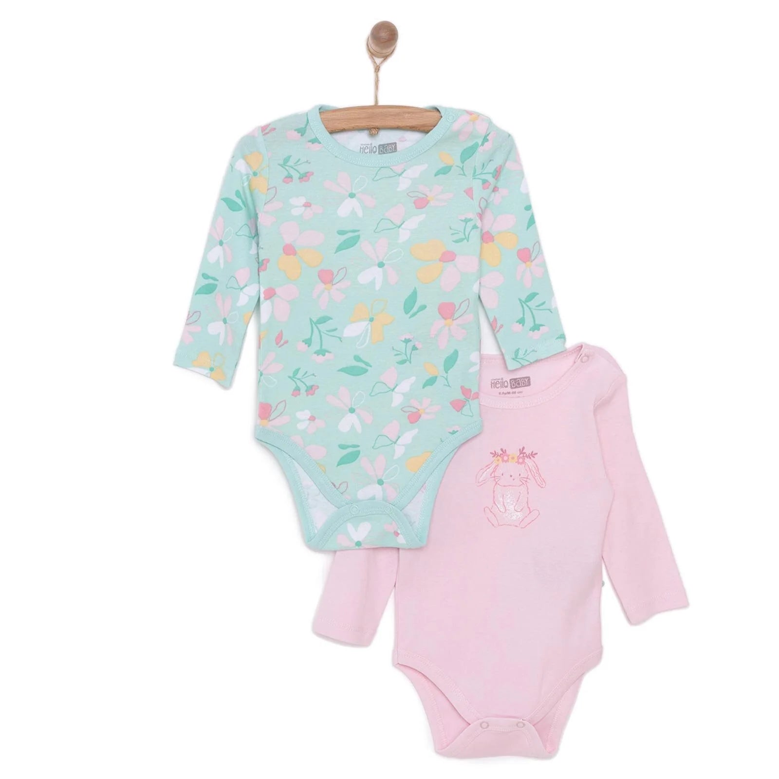 HelloBaby Girl 2 - Pack Long Sleeve Bodysuit - Light Pink - ebebek - Black Friday