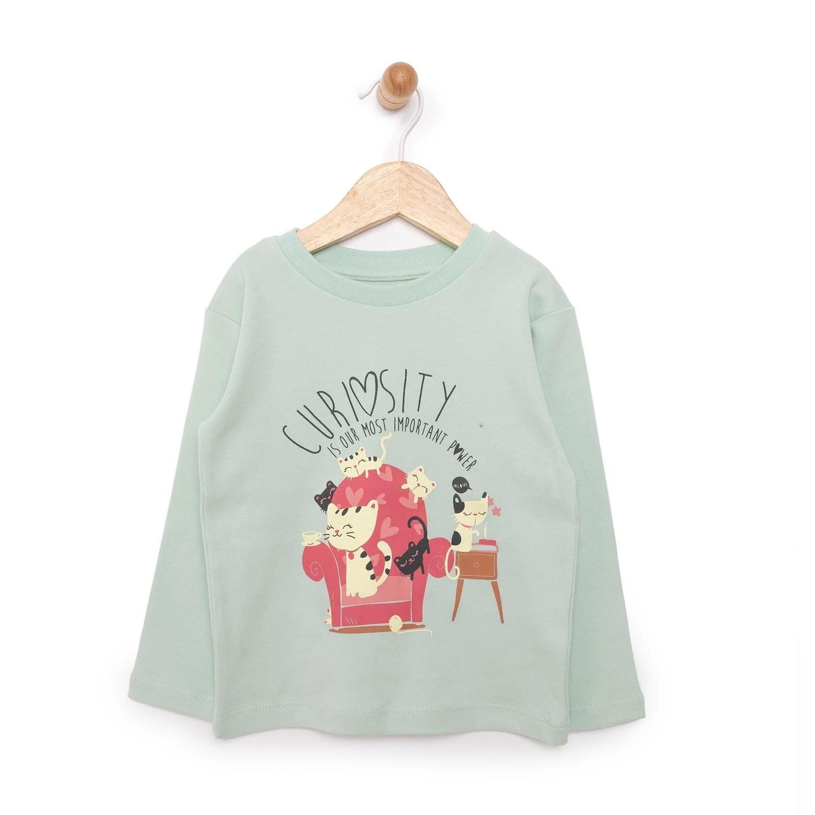 HelloBaby Basic Cat Printed Interlock Long Sleeve T-Shirt - Multicolour - ebebek - Black Friday