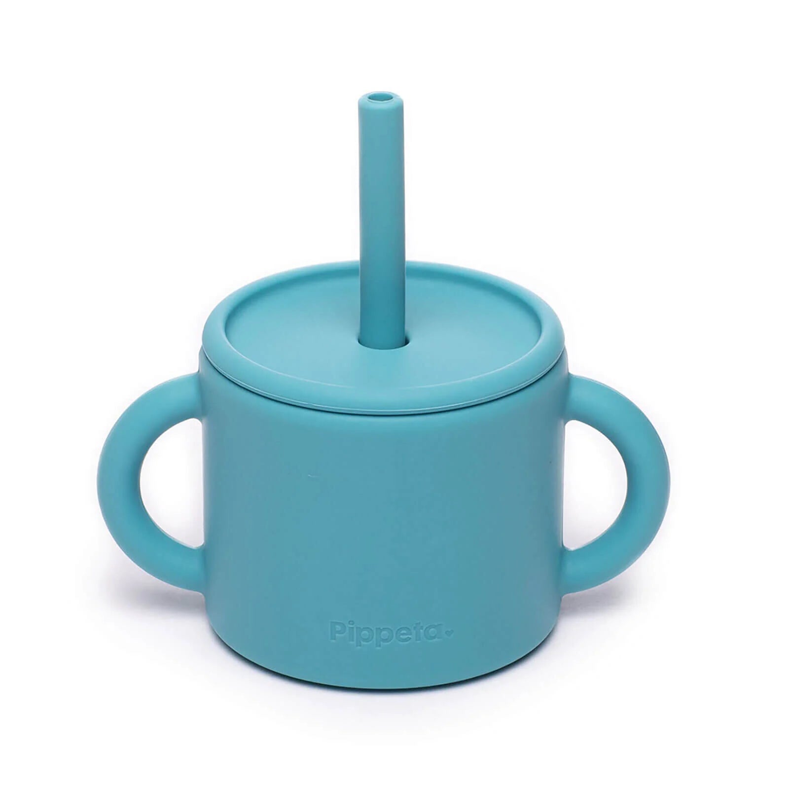 Pippeta Silicone Cup with Straw - Aqua Blue - ebebek - Black Friday