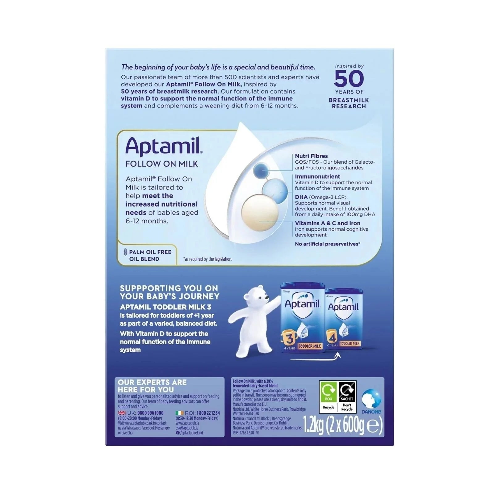 Aptamil 2 Follow On Milk Formula 6 - 12 months 1.2kg (2x600g) - ebebek - Black Friday