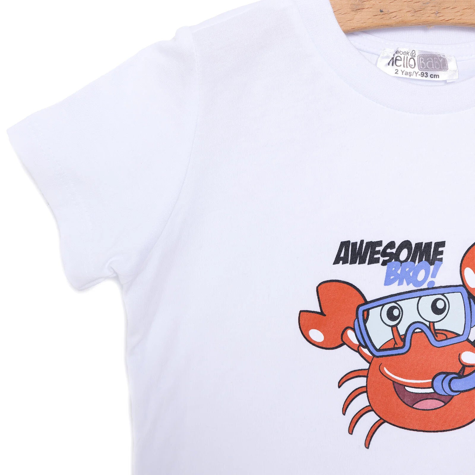 HelloBaby Basic Boy Crab Printed Tshirt - White - ebebek - Black Friday