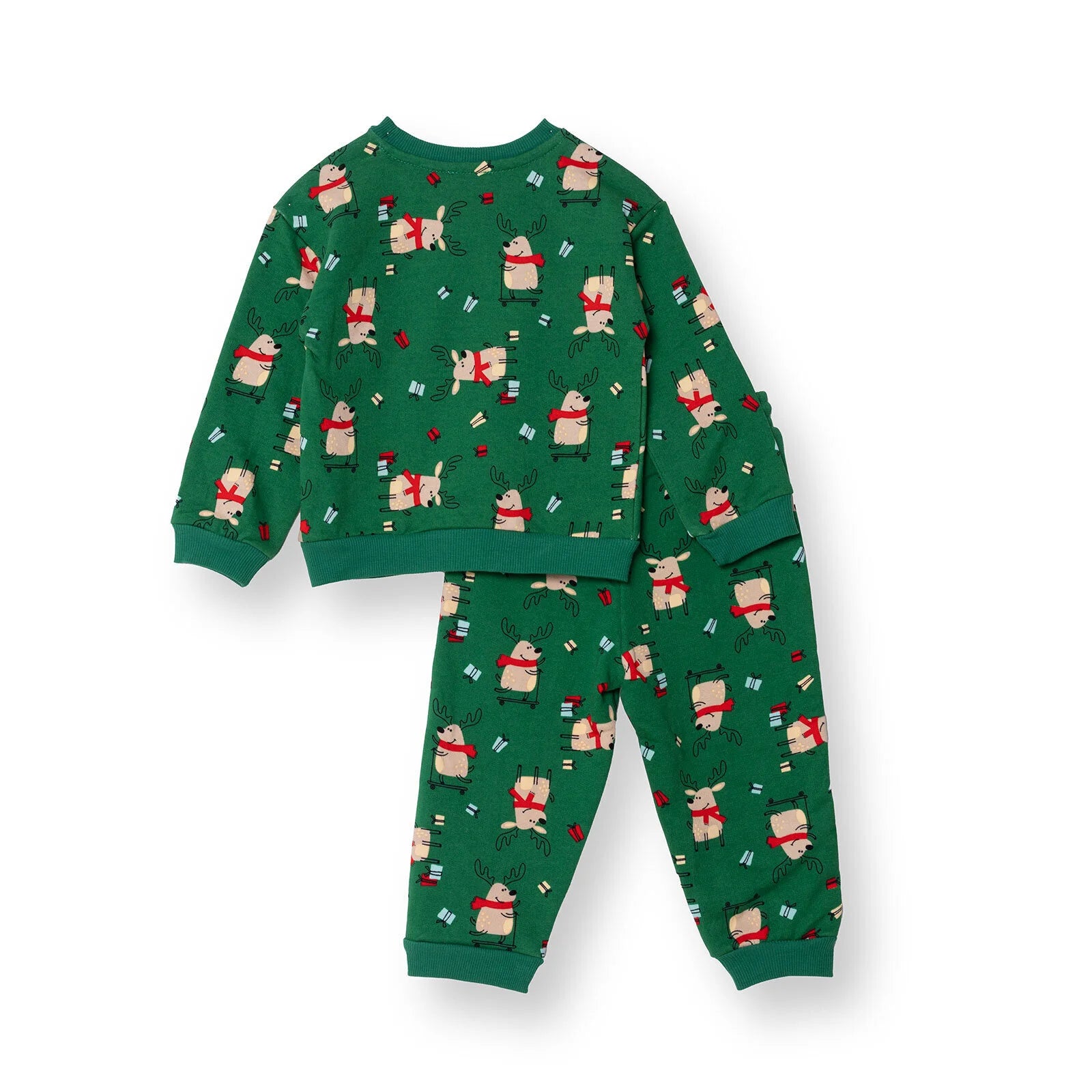 HelloBaby Christmas Baby Boy Snow Party Ejogging Set - Green Printed - ebebek - Black Friday
