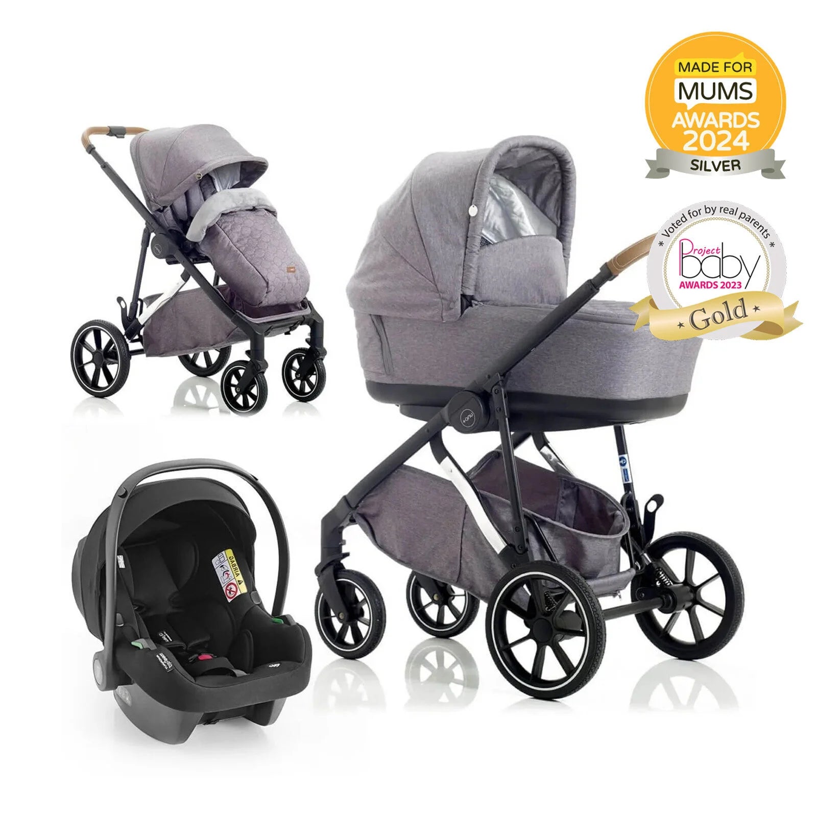 Mee - Go UNO Plus 3 - in - 1 Travel System - Grey/Chrome - ebebek - Black Friday