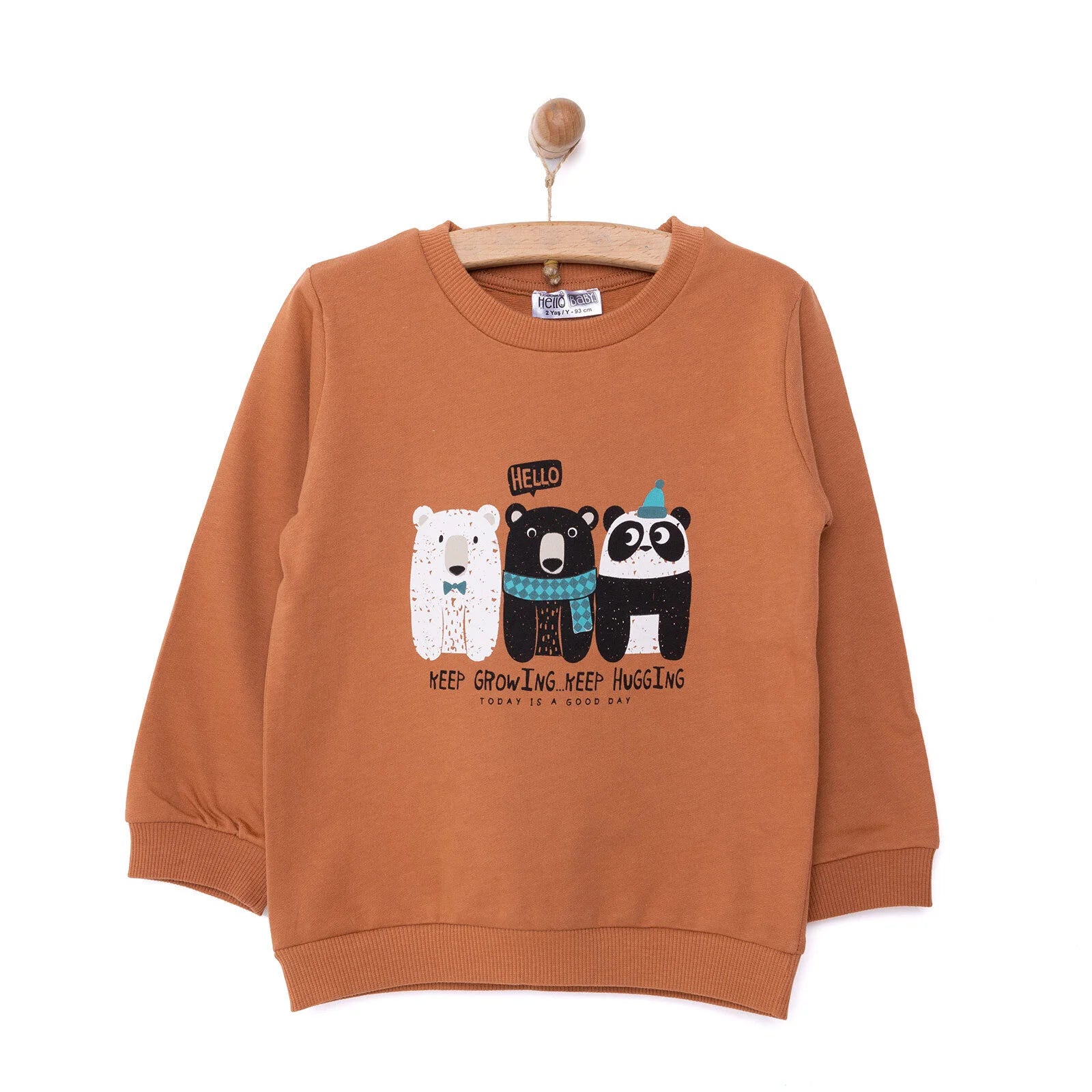 HelloBaby Basic Low Raised Printed Sweashirt - Brown - ebebek - Black Friday