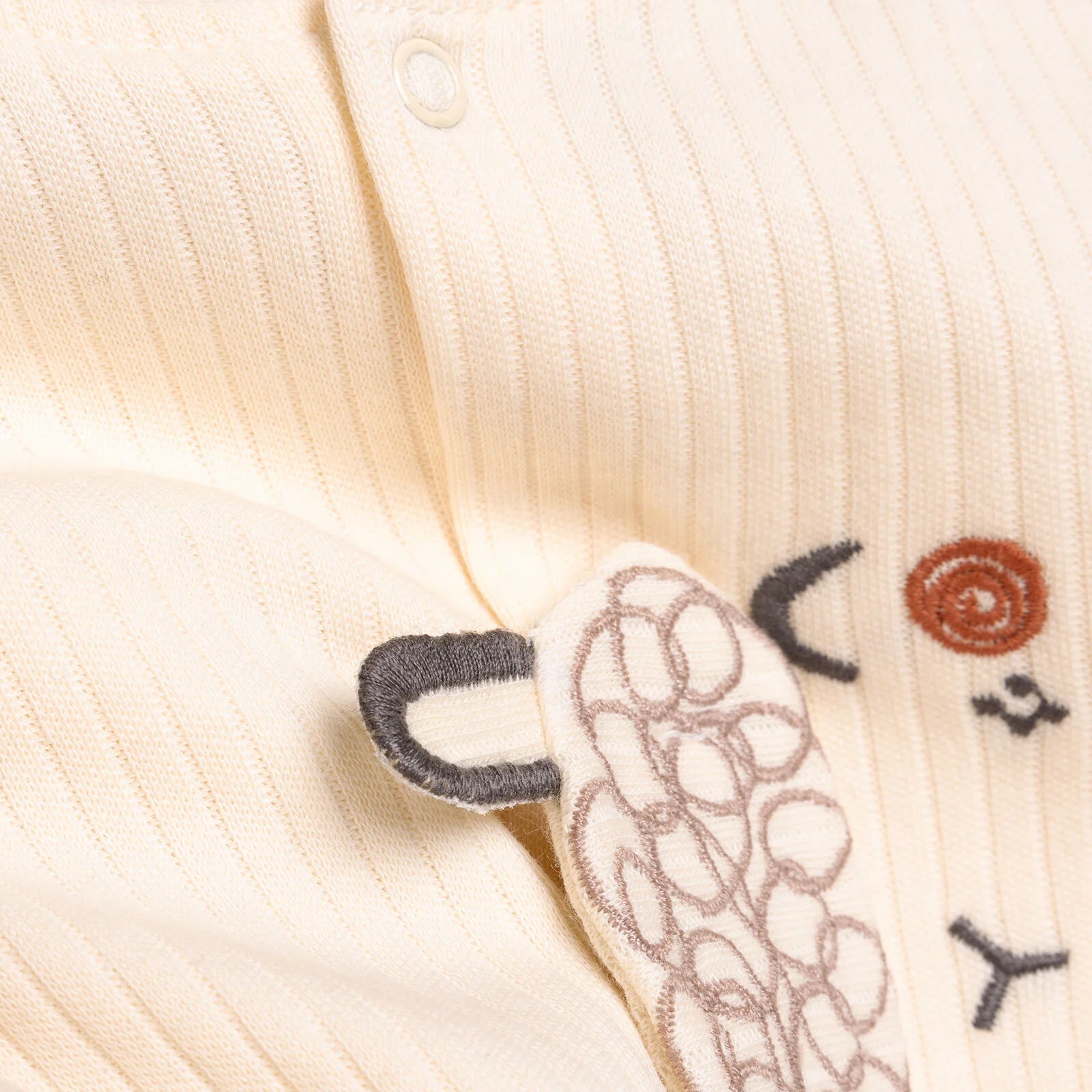 Bebetto Newborn Organic Little Lamp Footed Jumpsuit - Ecru - ebebek - Black Friday