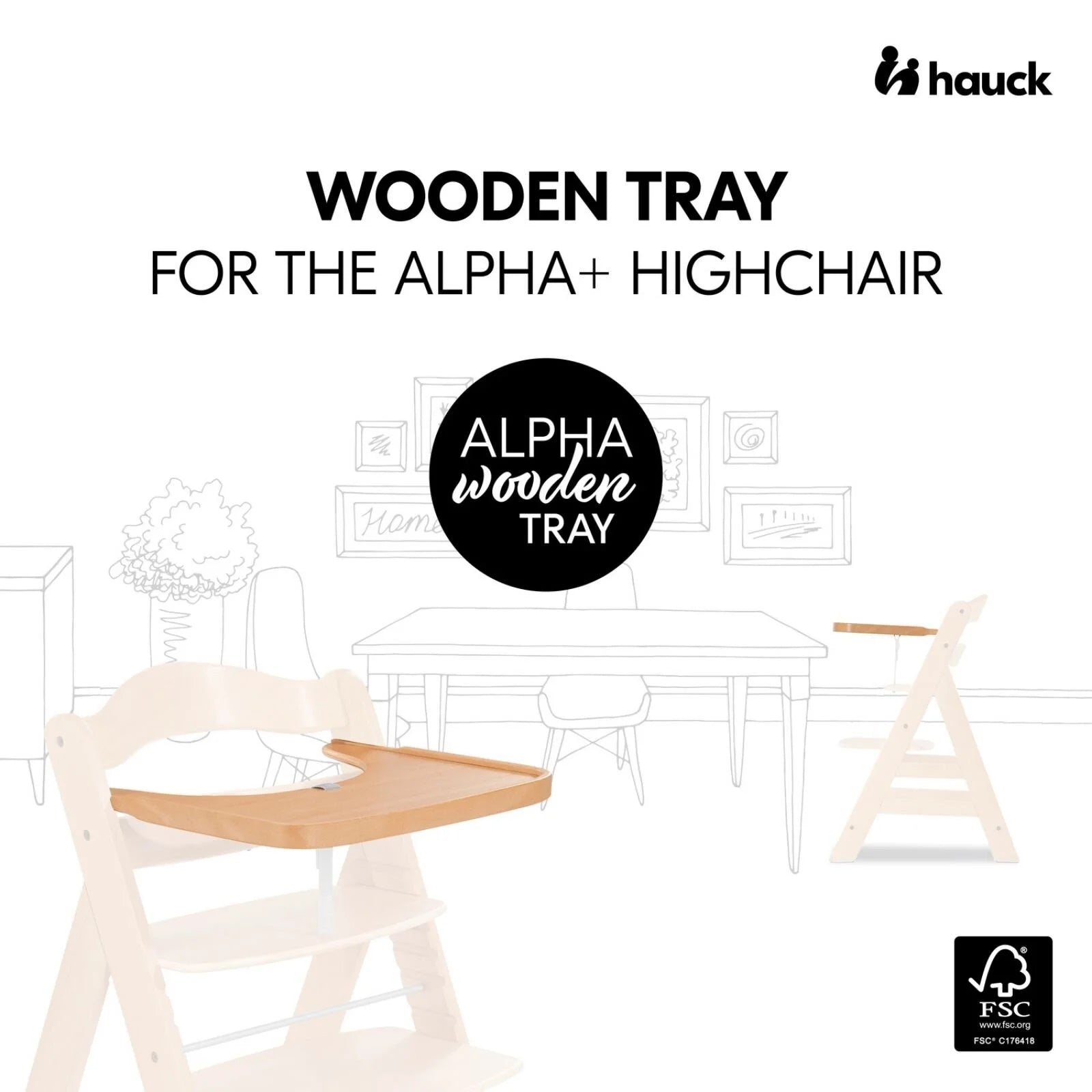Hauck Alpha Wooden Tray - Natural - ebebek - Black Friday