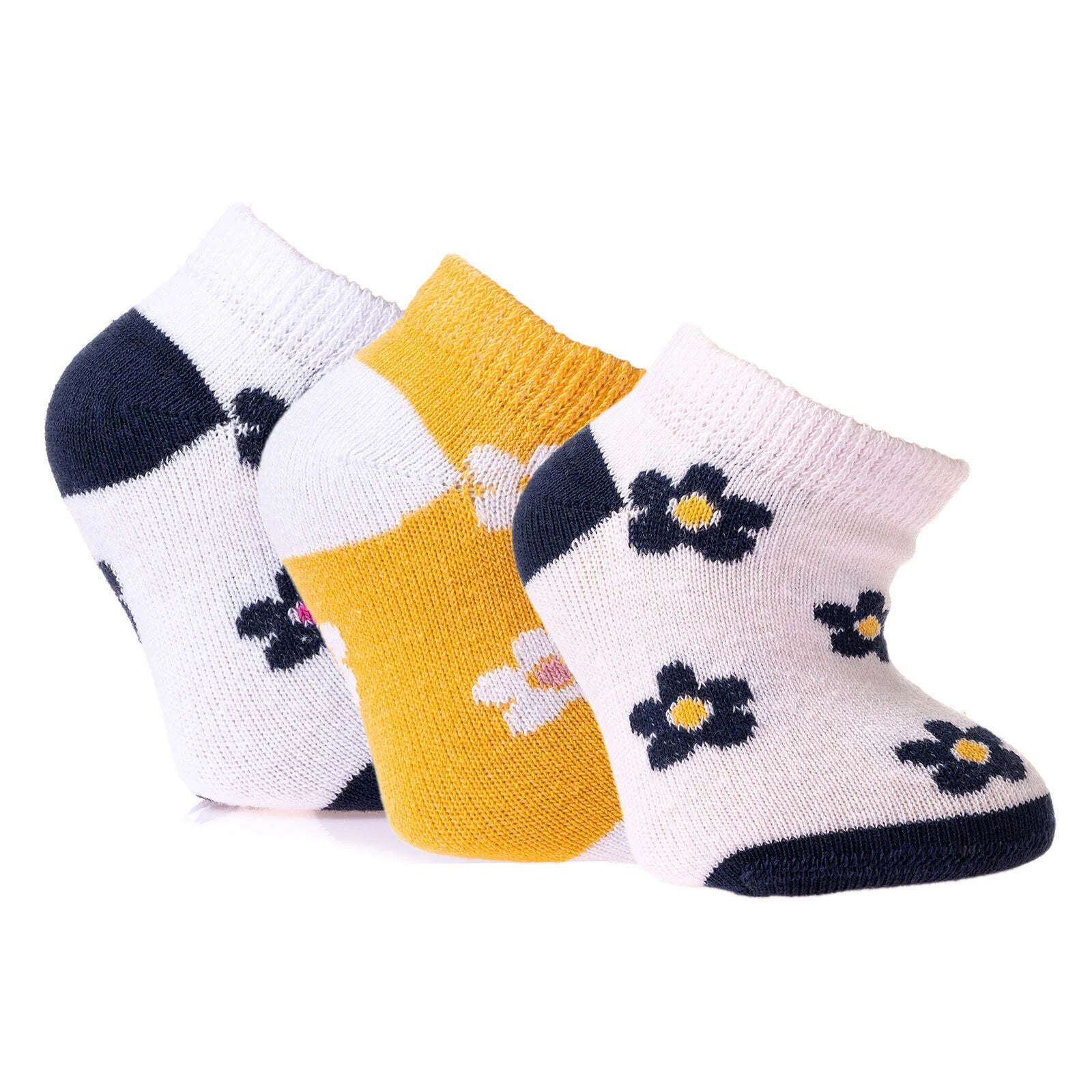 HelloBaby Baby Girl Flower Patterned Socks 3 Pcs - Yellow - ebebek - Black Friday
