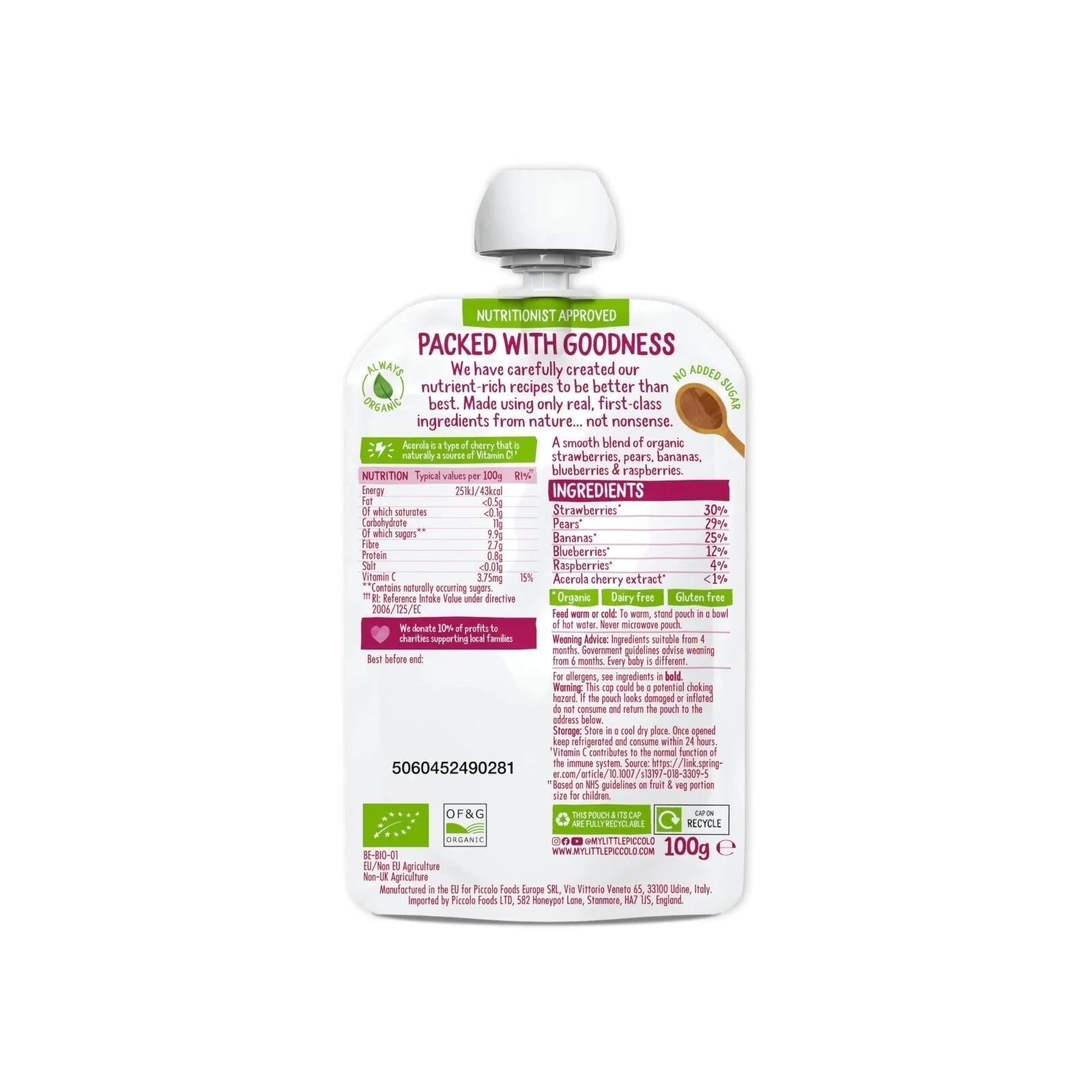 Piccolo Organic Blushing Berries Pear & Banana 4+ months 100g - ebebek - Black Friday