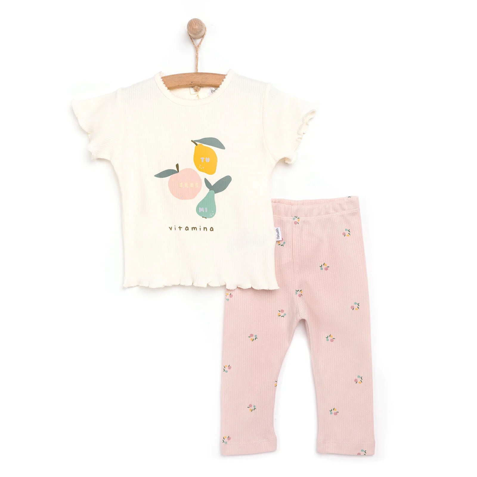 Bebetto Pink Pear Girl Tshirt - Leggings - Ecru - ebebek - Black Friday