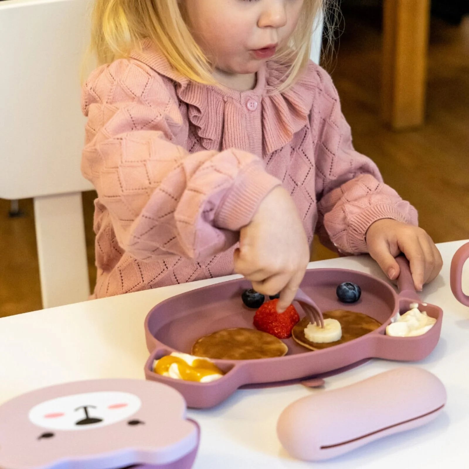 TUM TUM Silicone Weaning Bowl & Spoon Set Betsy Bear - Pink - ebebek - Black Friday