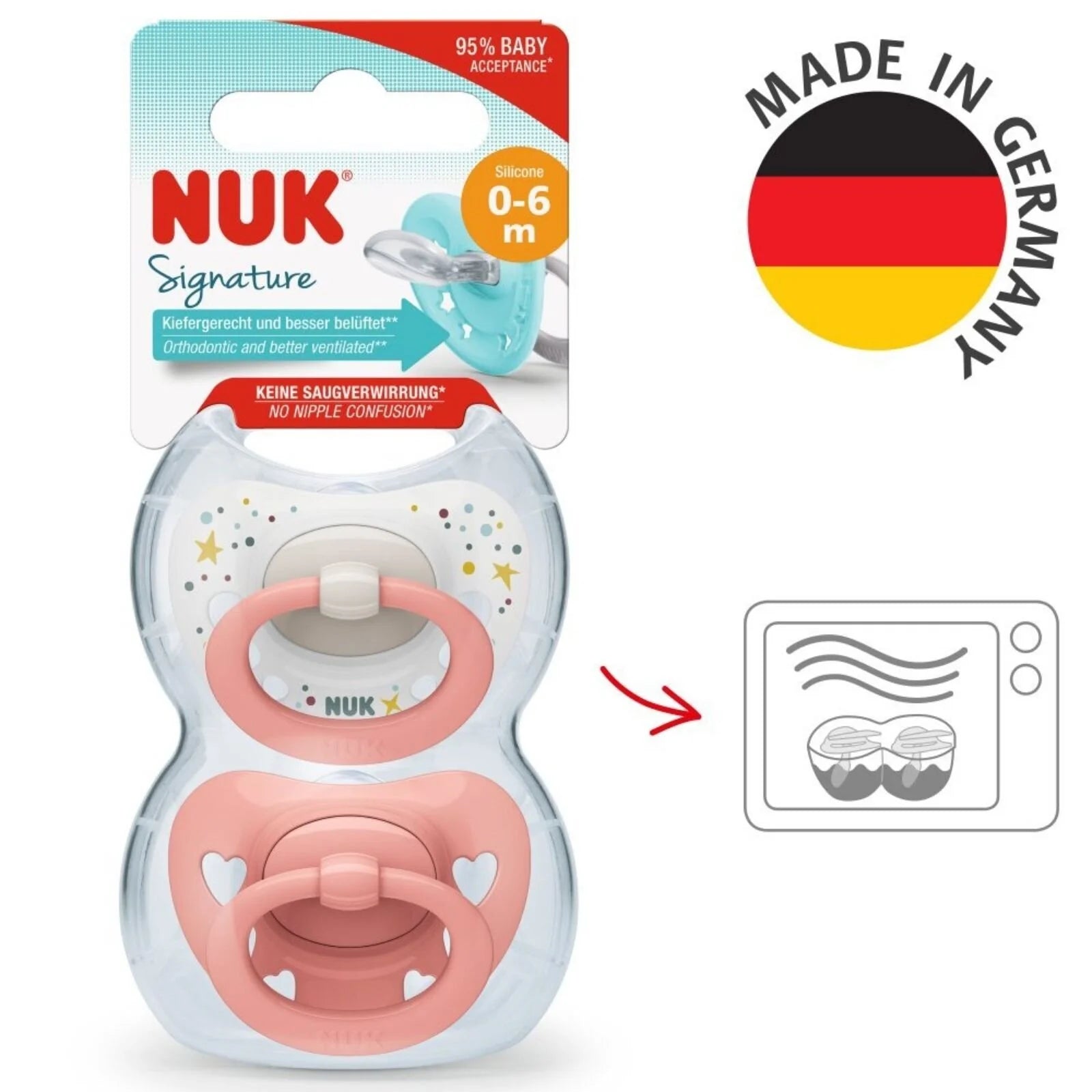 NUK Signature Soother 0 - 6 months Pack of 2 - Pink - ebebek - Black Friday