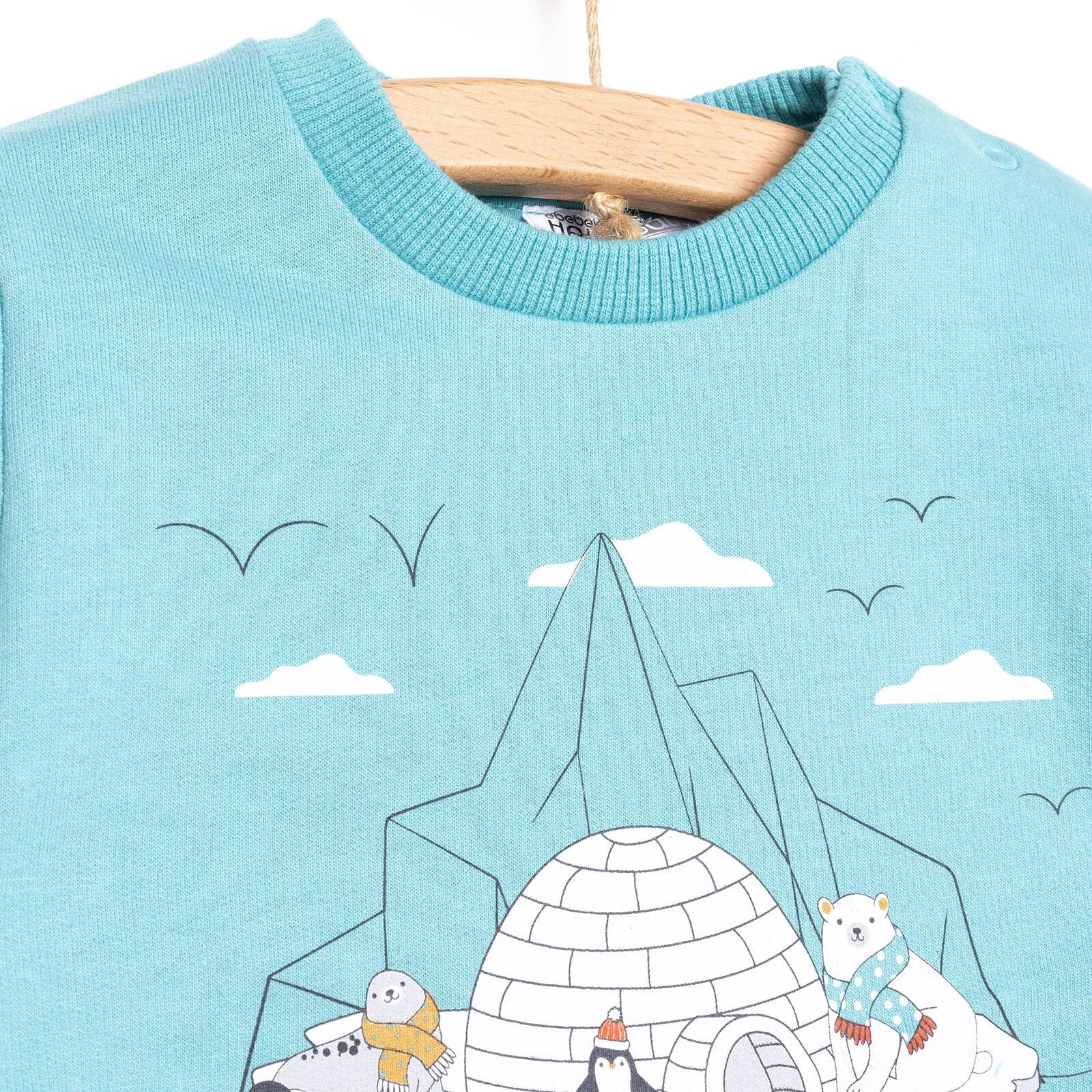 HelloBaby Basic Low Raised Pole Themed Sweatshirt - Turquois - ebebek - Black Friday