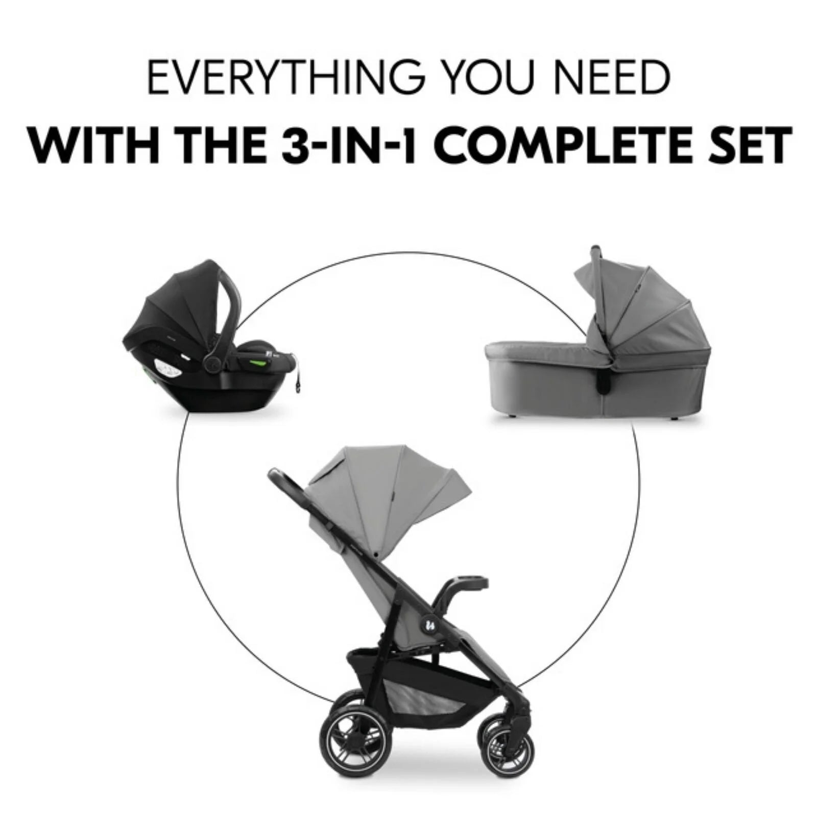 Hauck Shop N Care Trio Set - Grey - Hauck - ebebek
