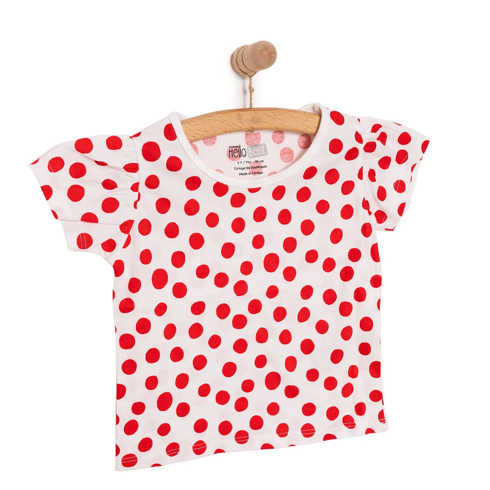 HelloBaby Basic Girl Polka Dot Patterned Tshirt - Red - ebebek - Black Friday