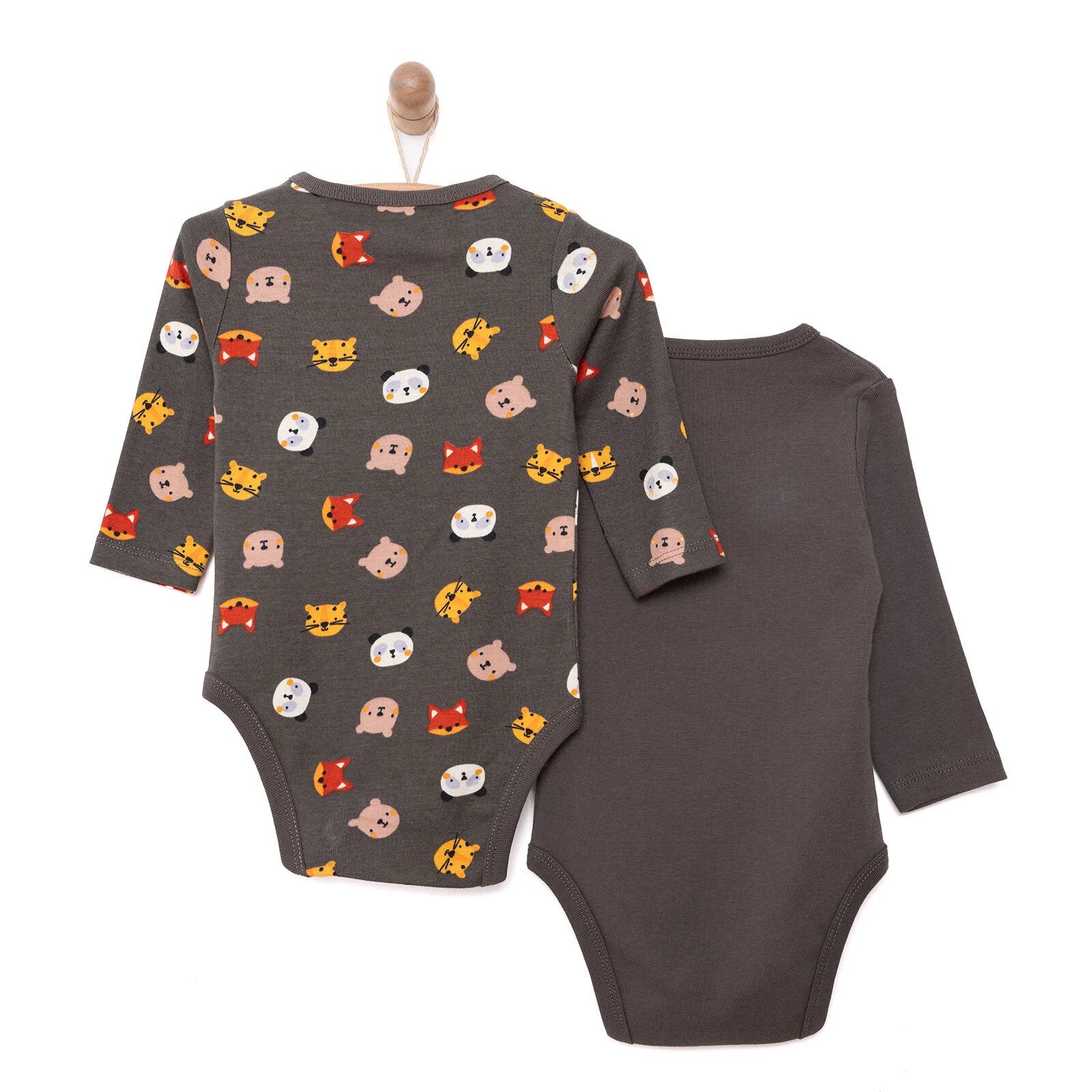 HelloBaby Boy 2 - Pack Long Sleeve Bodysuit - Dark Grey - ebebek - Black Friday