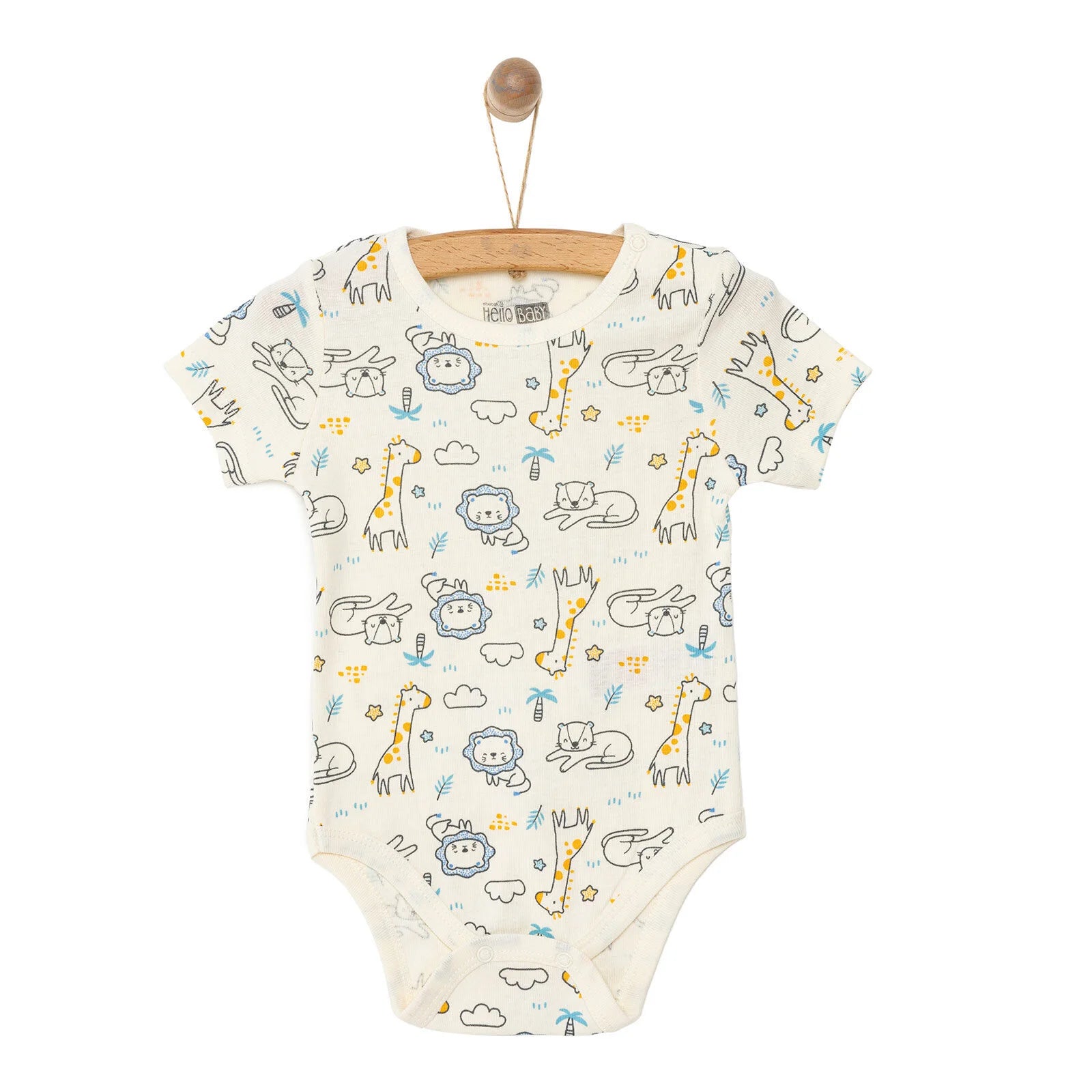 HelloBaby Boy Short Sleeve Bodysuit - Ecru - ebebek - Black Friday